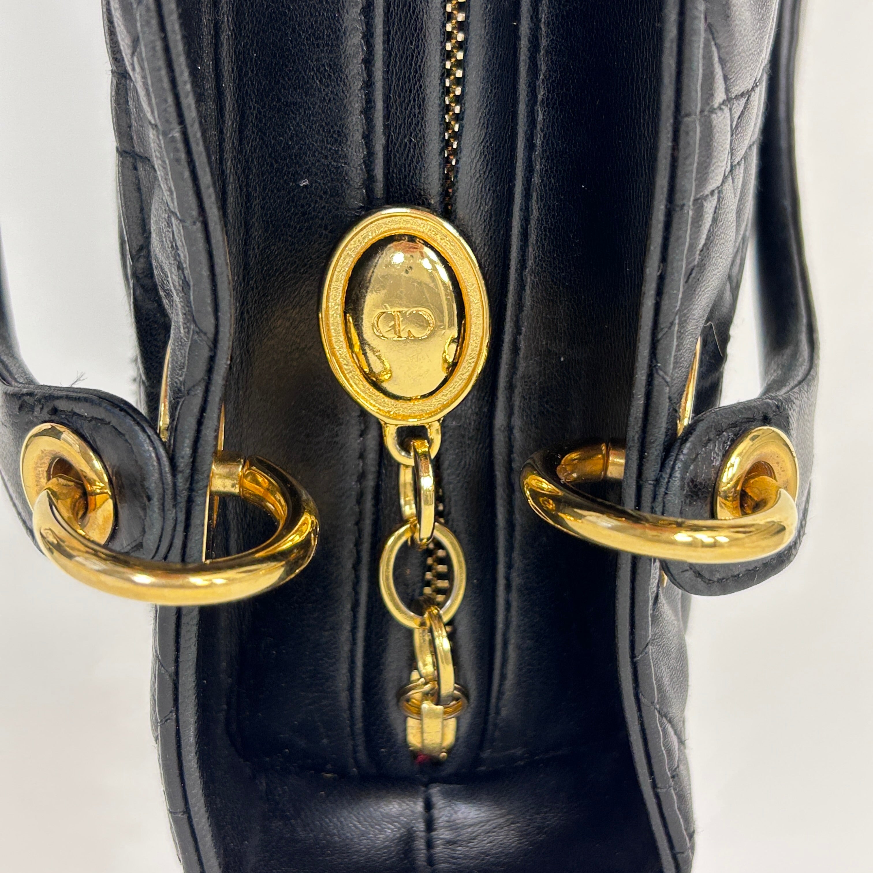 Vintage Black Quilted Leather Medium Lady Dior w/GHW