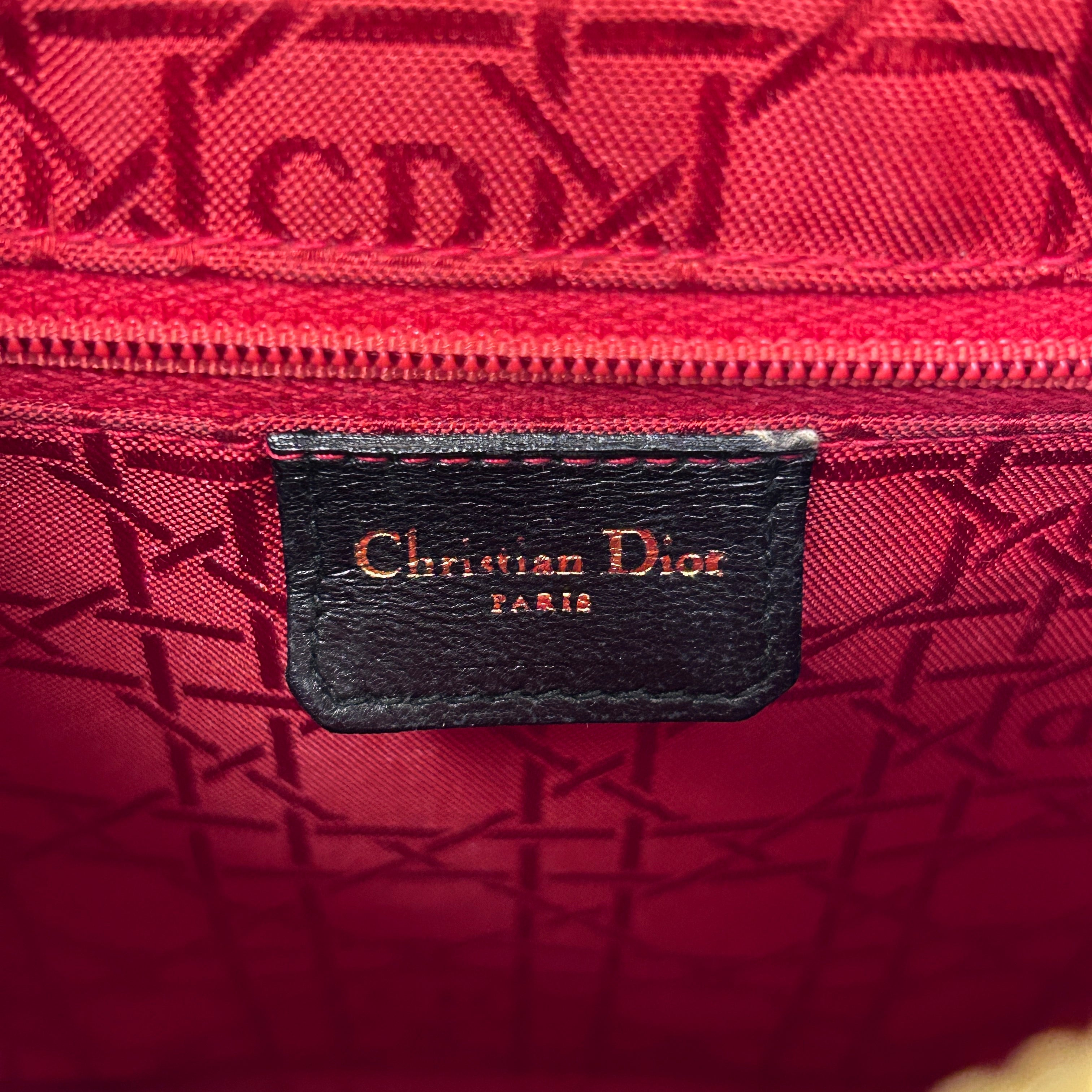 Vintage Black Quilted Leather Medium Lady Dior w/GHW