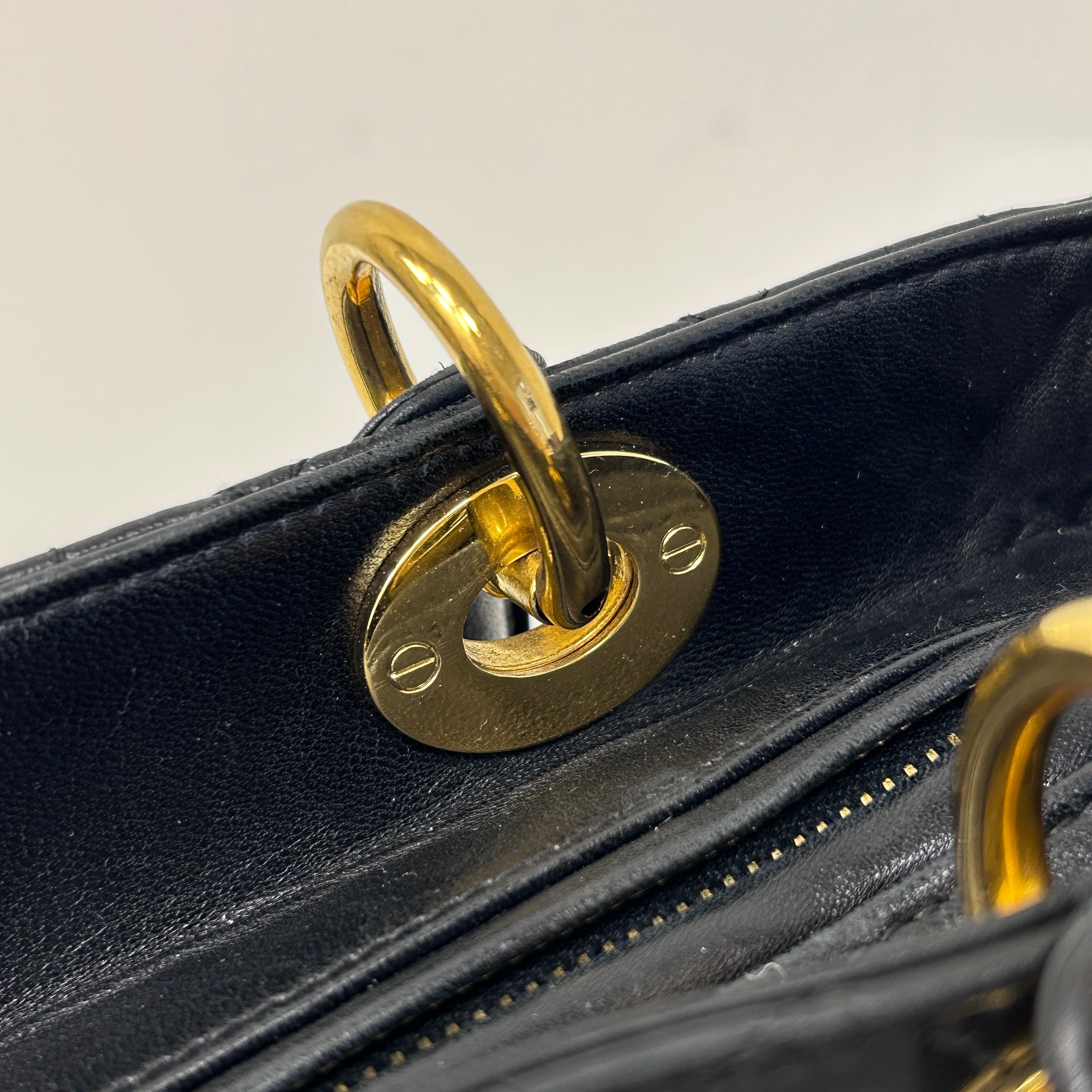 Vintage Black Quilted Leather Medium Lady Dior w/GHW