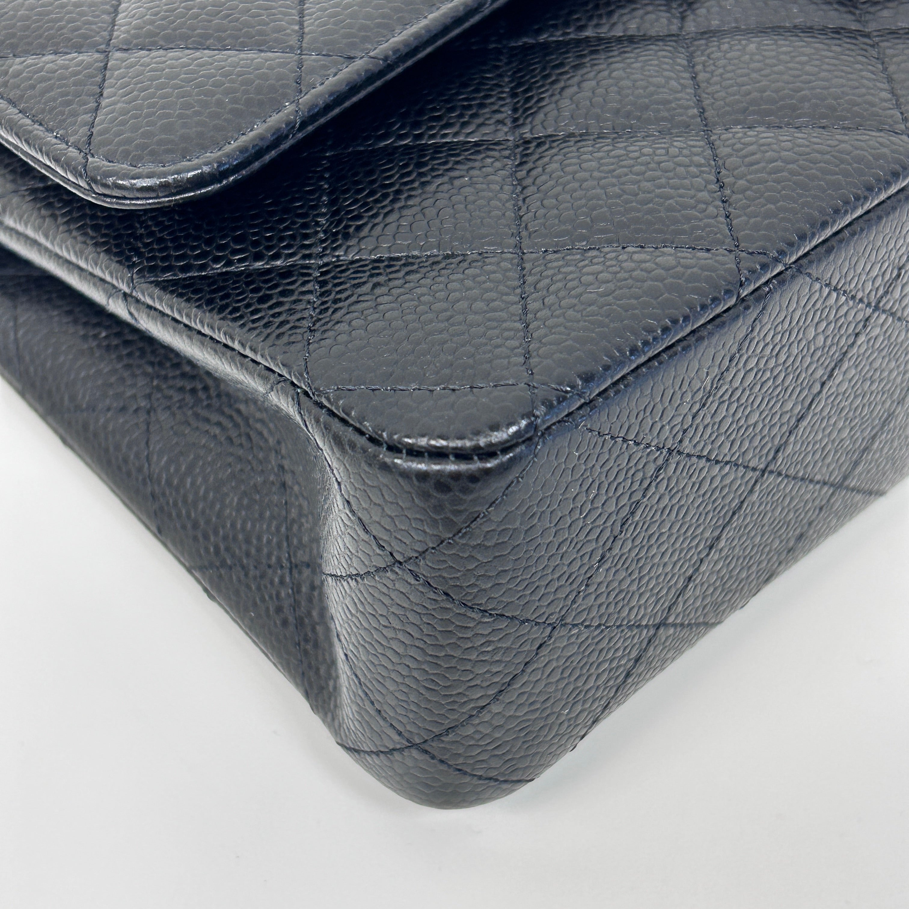 Chanel Black Quilted Caviar Leather Classic Medium Double Flap Bag w/SHW