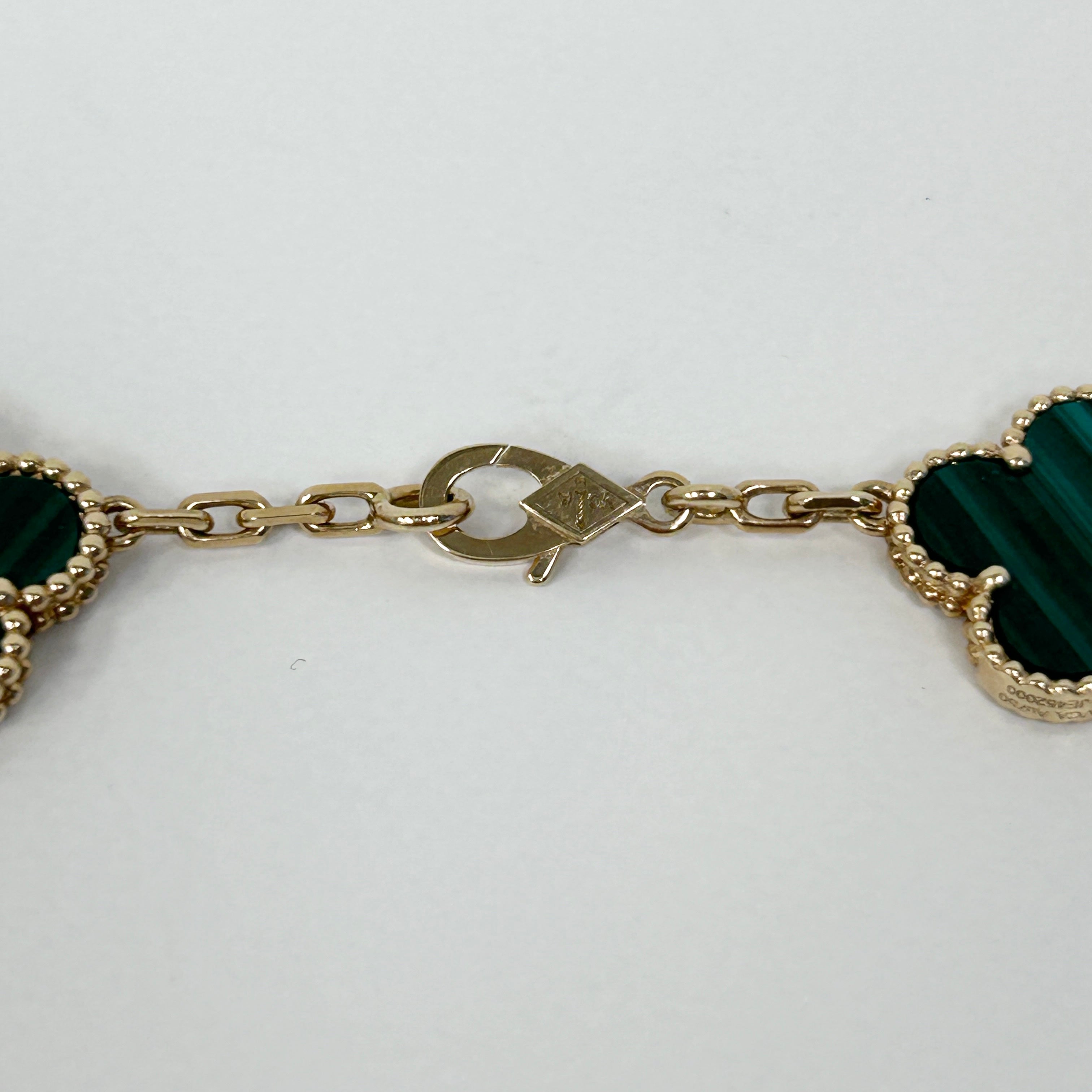 Malachite Vintage Alhambra 10-Motif Necklace w/18K GHW