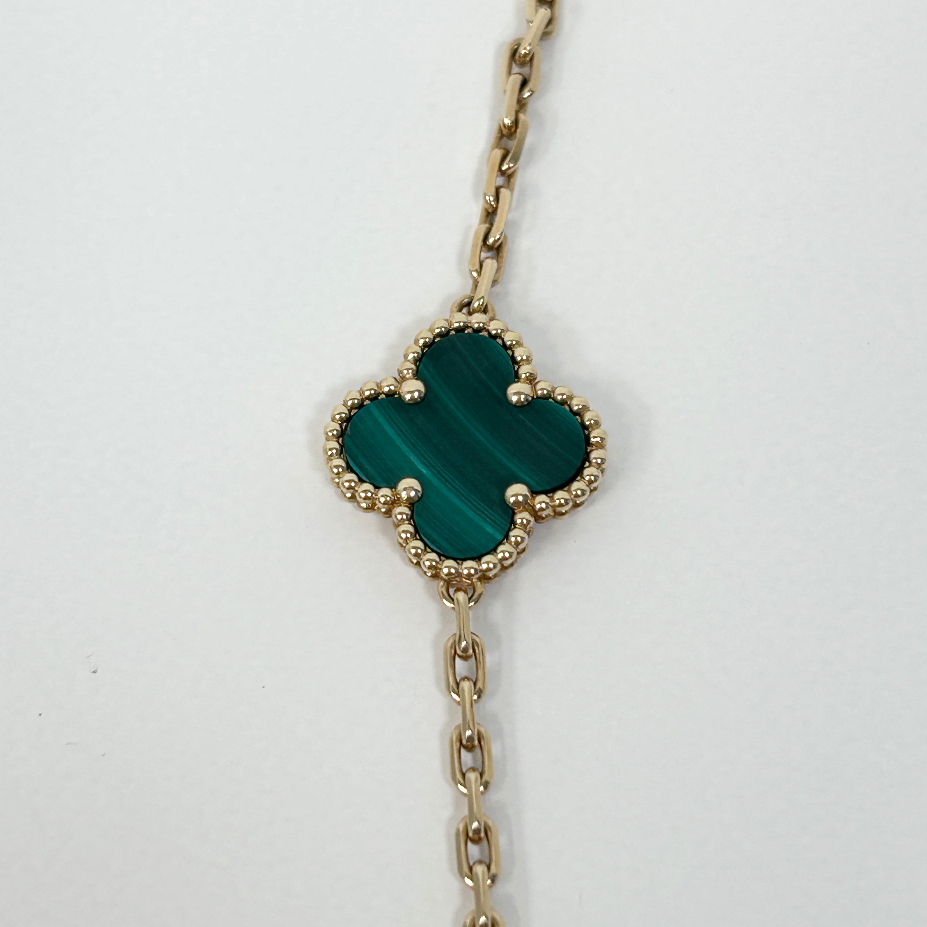 Malachite Vintage Alhambra 10-Motif Necklace w/18K GHW