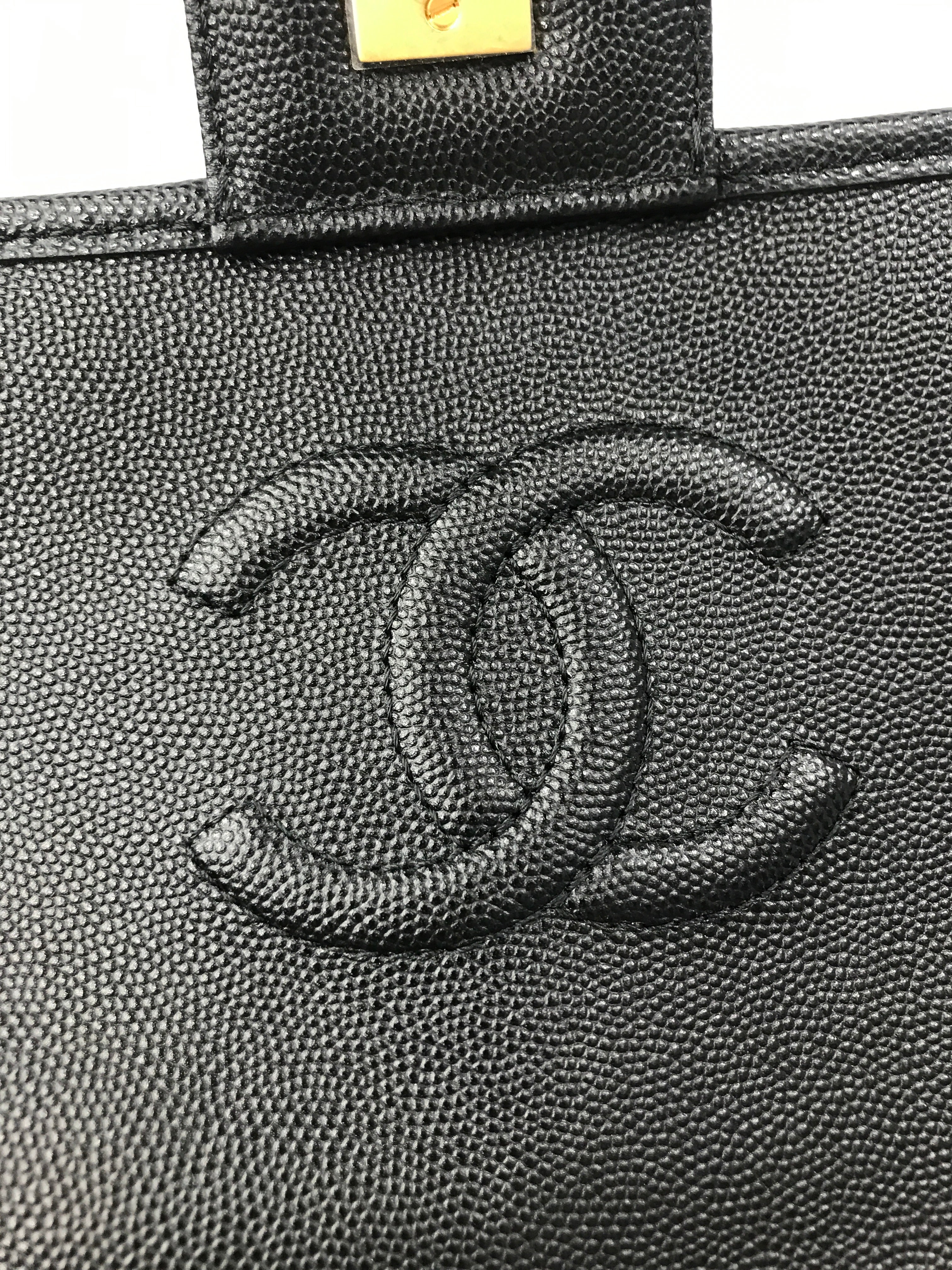 Black Quilted Caviar Top Handle Flap Bag w/AGHW