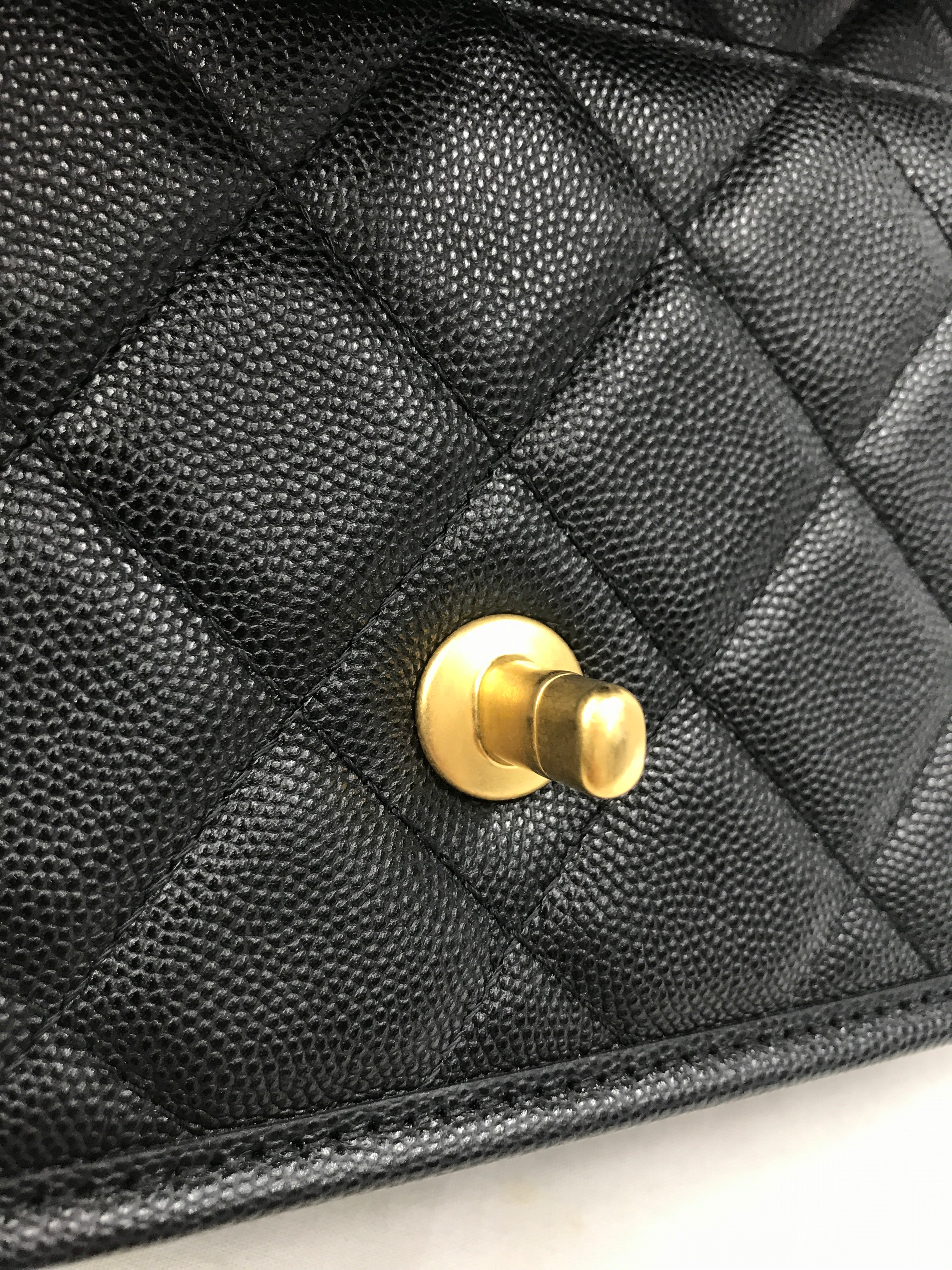 Black Quilted Caviar Top Handle Flap Bag w/AGHW