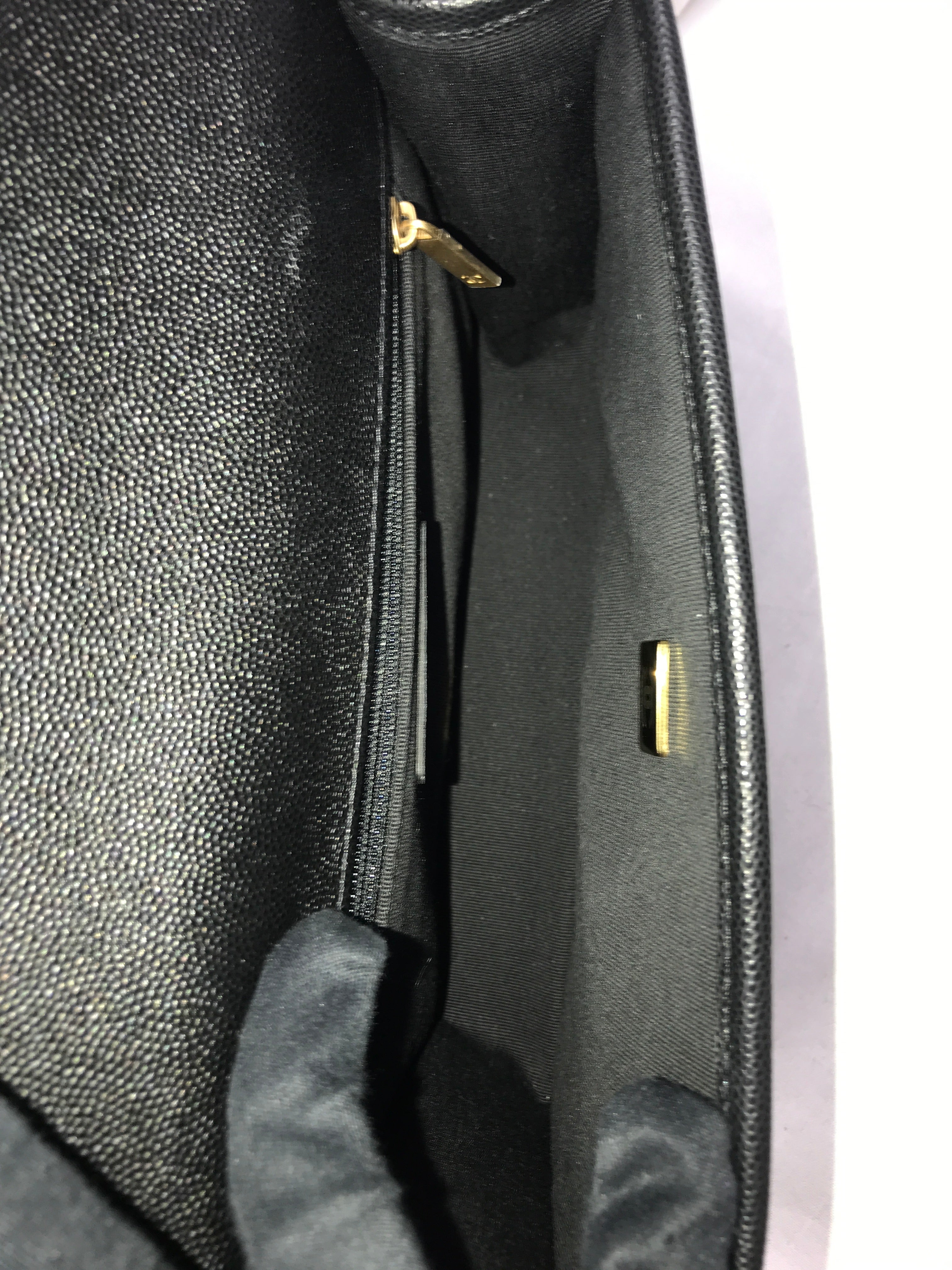 Black Quilted Caviar Top Handle Flap Bag w/AGHW