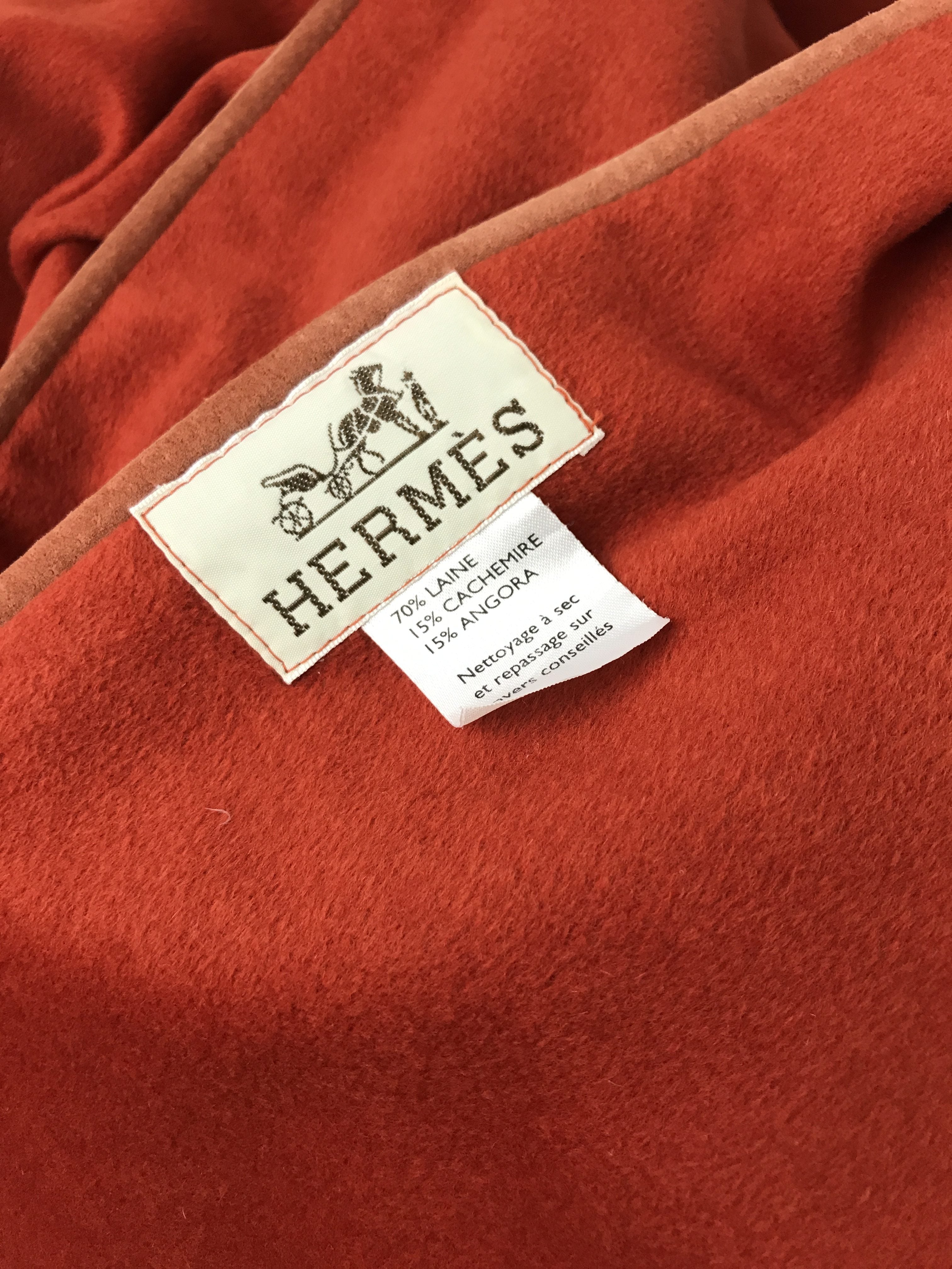 Vintage 80's-90's Exceptional Leaves Walk-In The Park Embroidered Plaid Wool/Cashmere Throw w/Suede Goatskin