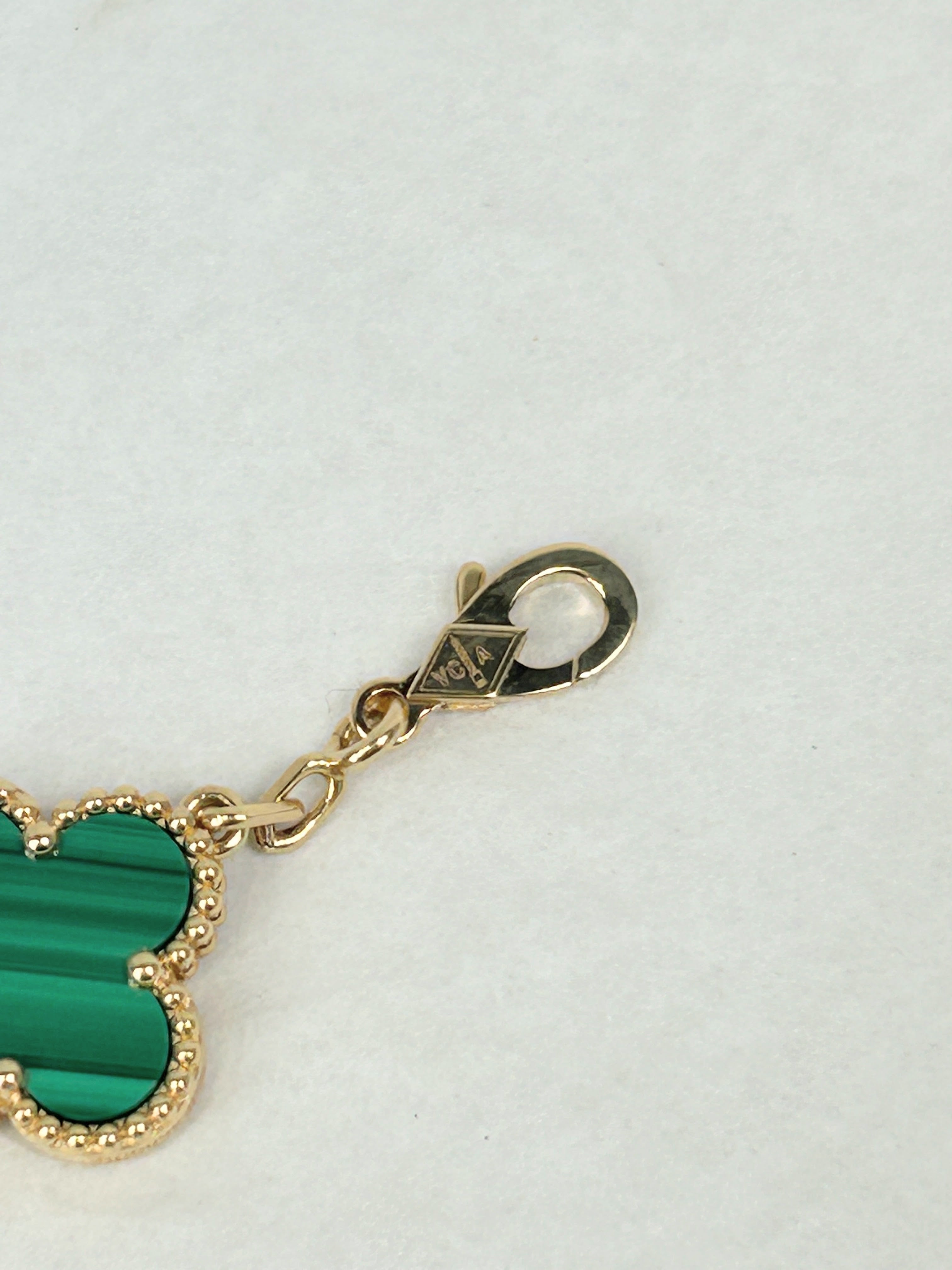 Van Cleef & Arpels Malachite 18K Yellow Gold 5 Motif Bracelet