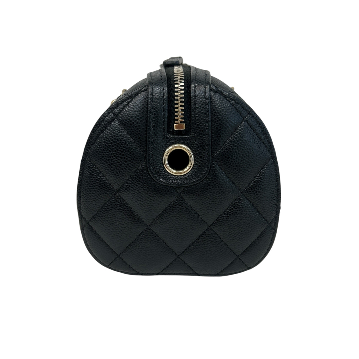 Black Caviar Quilted Leather Mini Bowling Bag w/GHW