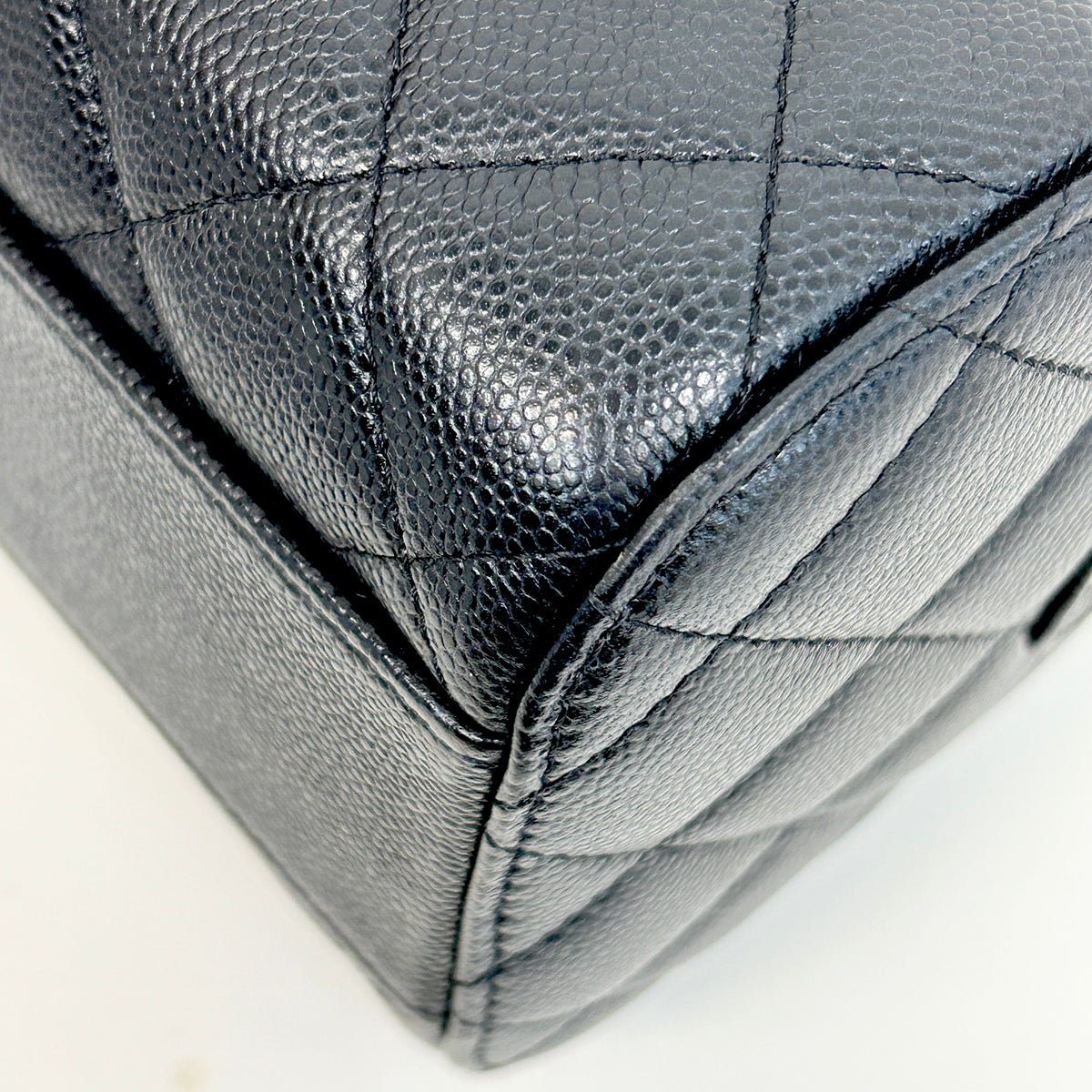 Black Caviar Quilted Leather Mini Bowling Bag w/GHW