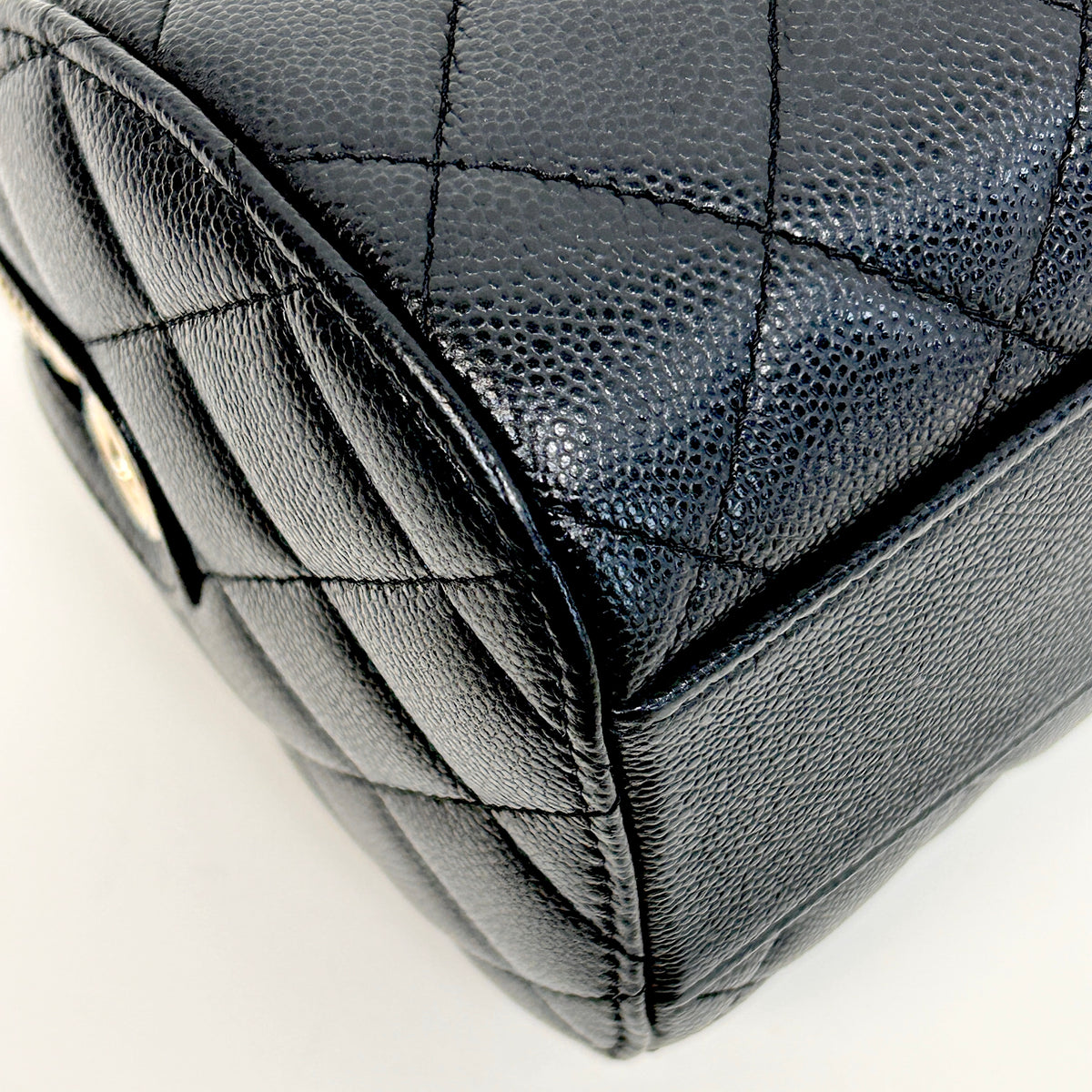 Black Caviar Quilted Leather Mini Bowling Bag w/GHW