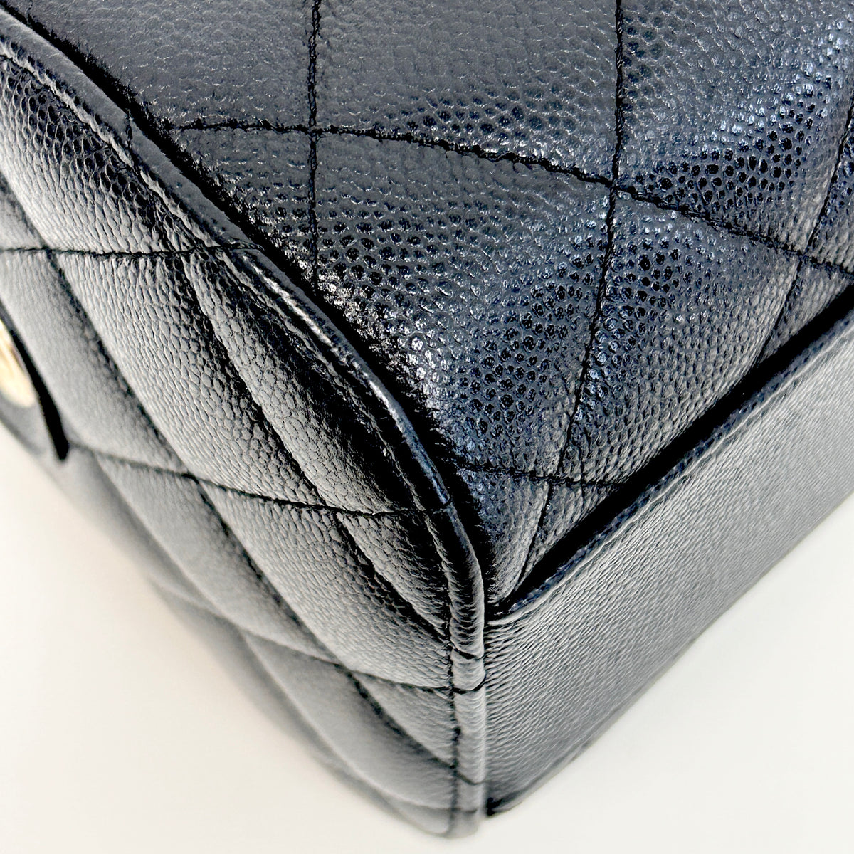 Black Caviar Quilted Leather Mini Bowling Bag w/GHW