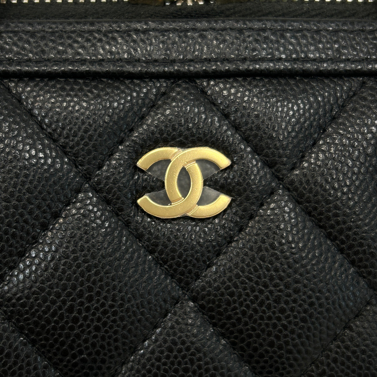 Black Caviar Quilted Leather Mini Bowling Bag w/GHW