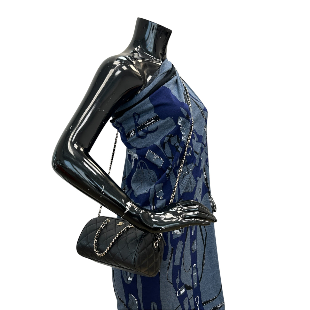 Black Caviar Quilted Leather Mini Bowling Bag w/GHW