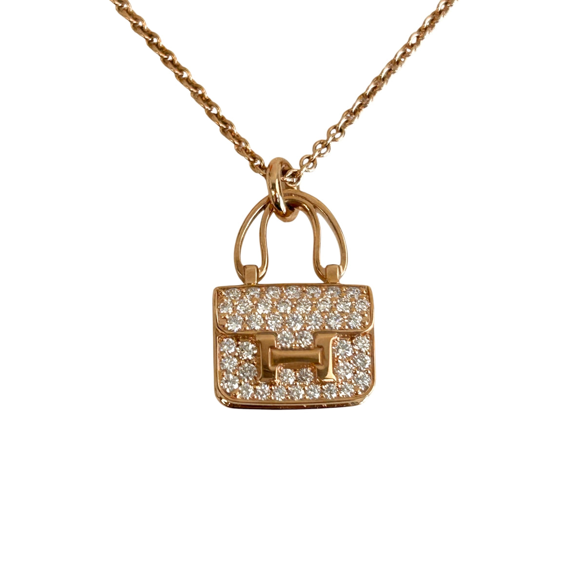 18K Rose Gold Diamond Constance Amulette Pendant Necklace