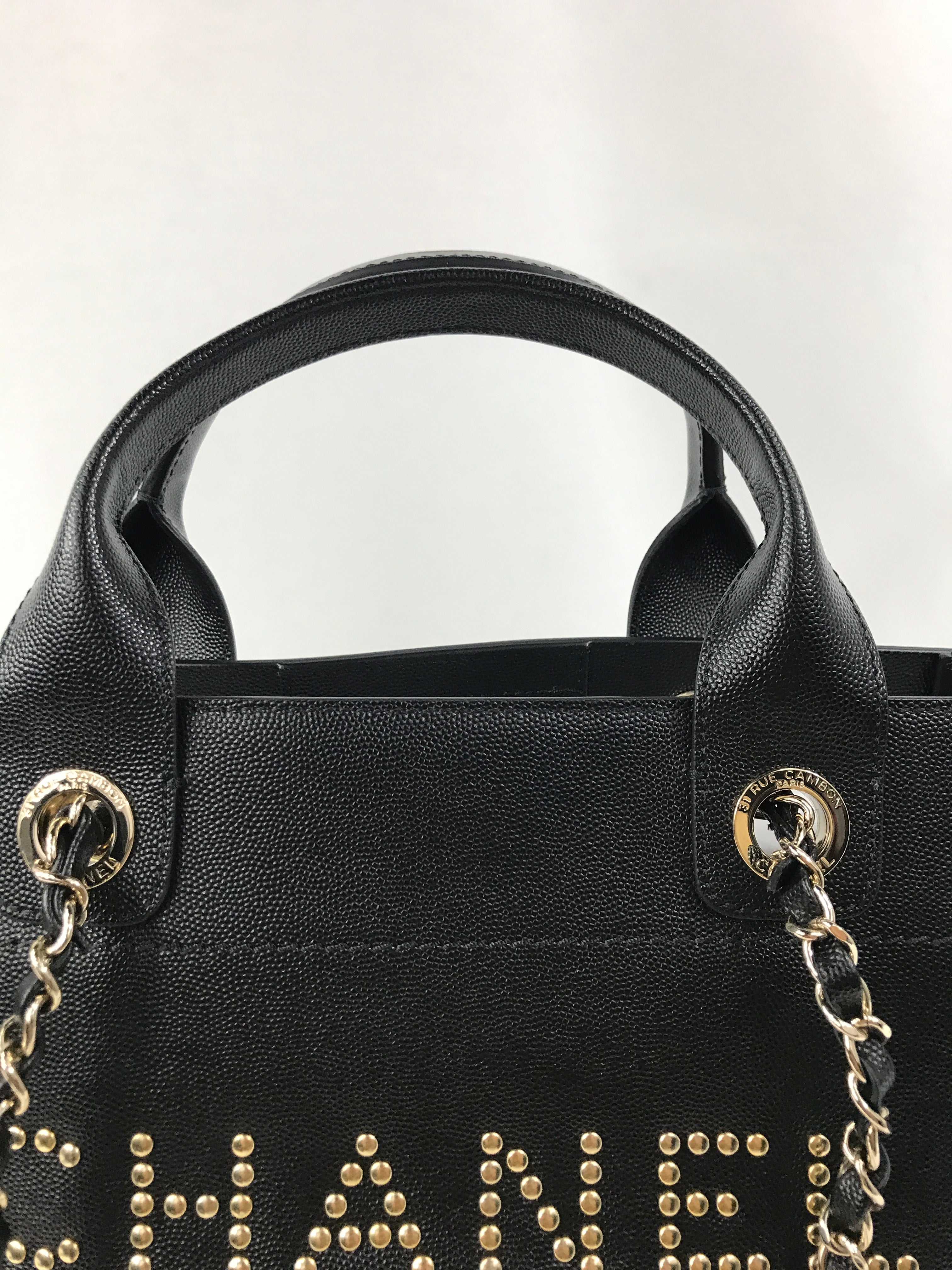 Black Caviar Leather Small Studded Deauville W/LGHW-ON LAYAWAY