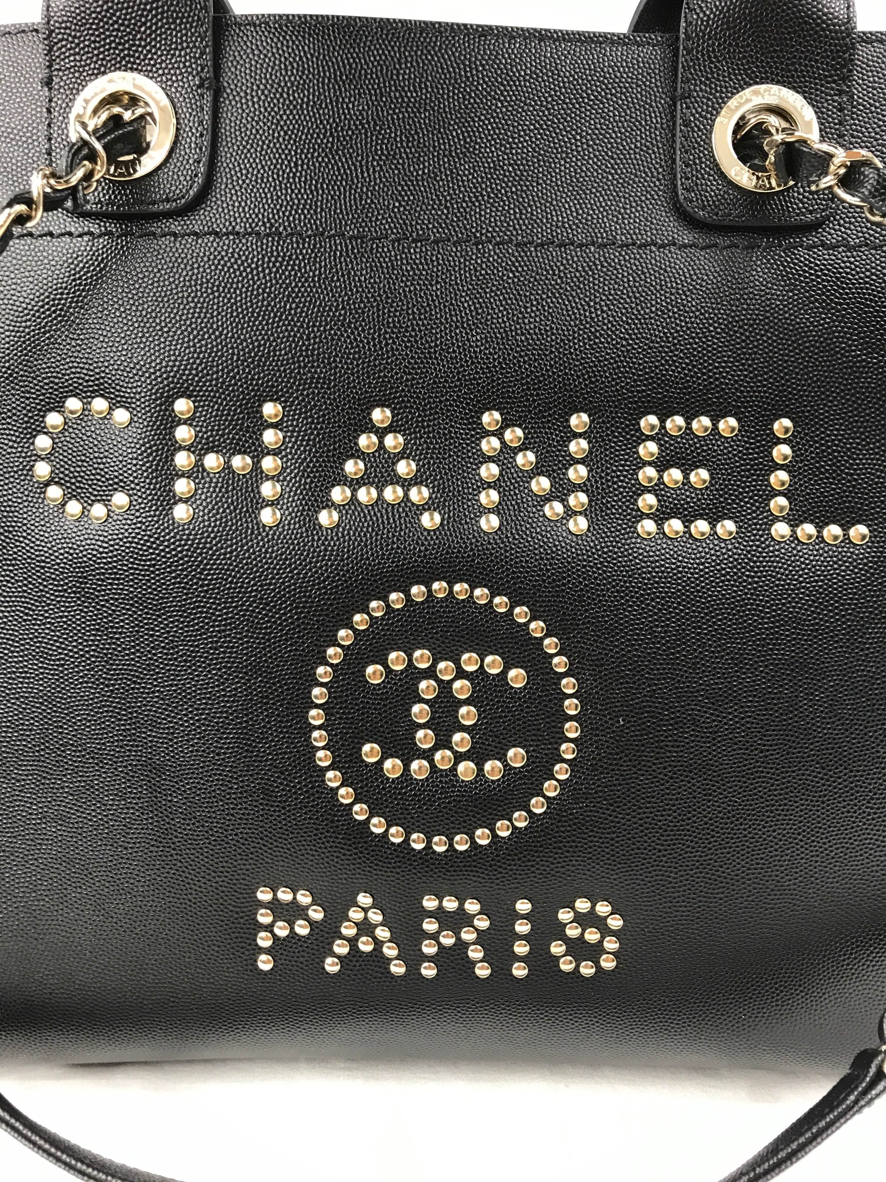 Black Caviar Leather Small Studded Deauville W/LGHW-ON LAYAWAY