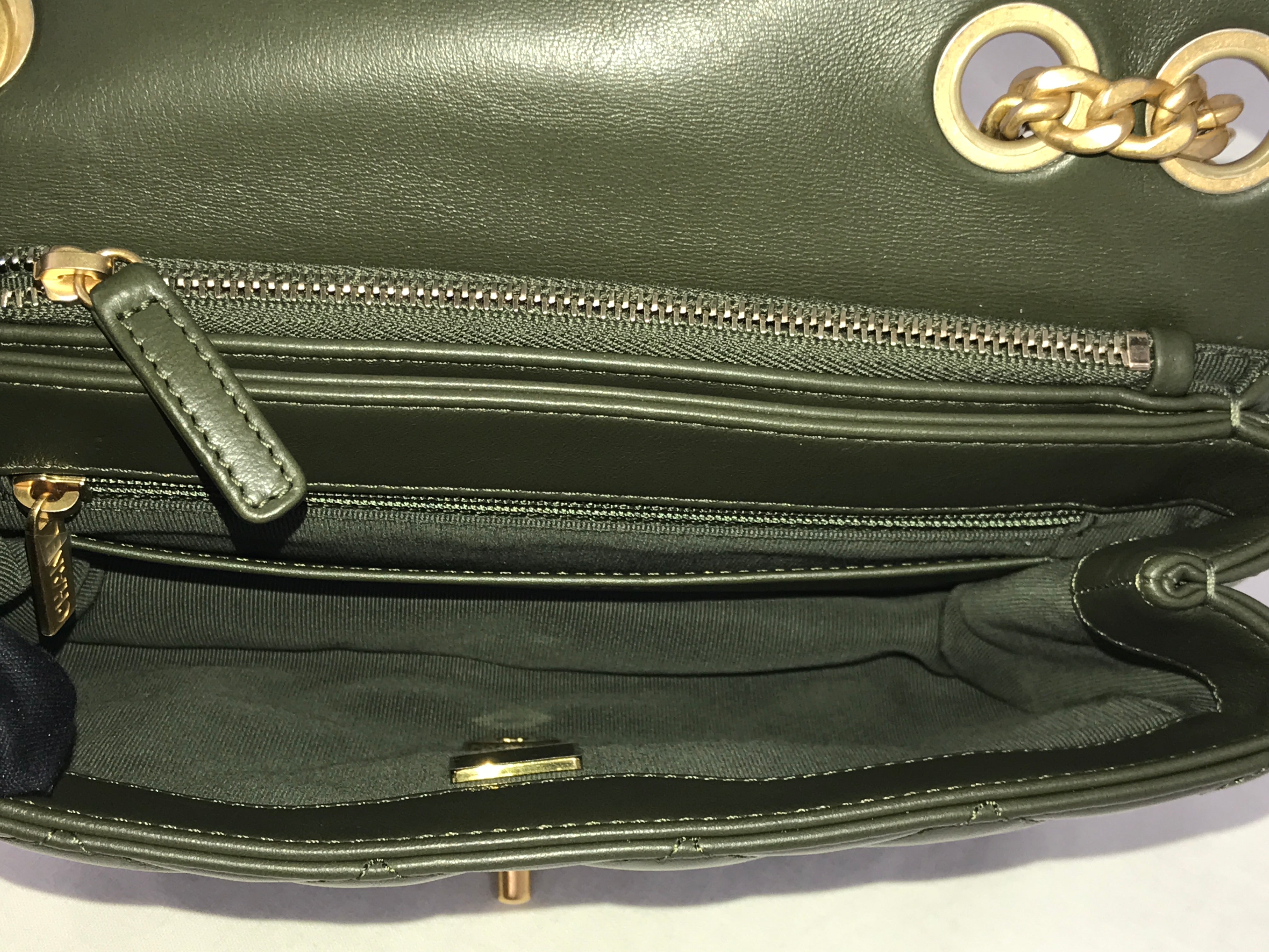 Olive Green Lambskin Quilted Small Pillow Crush Flap Bag w/AGHW