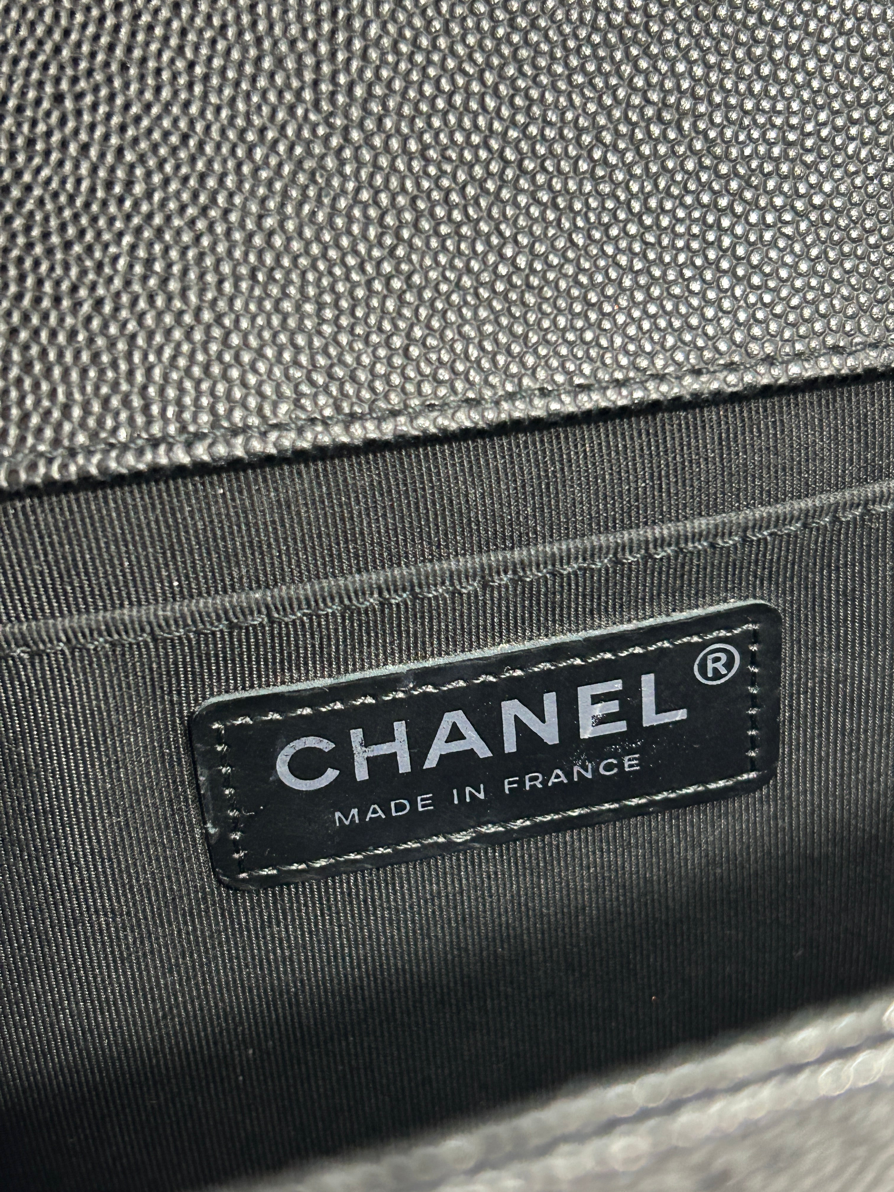 Black Caviar Quilted Old Medium Boy Bag W/RHW