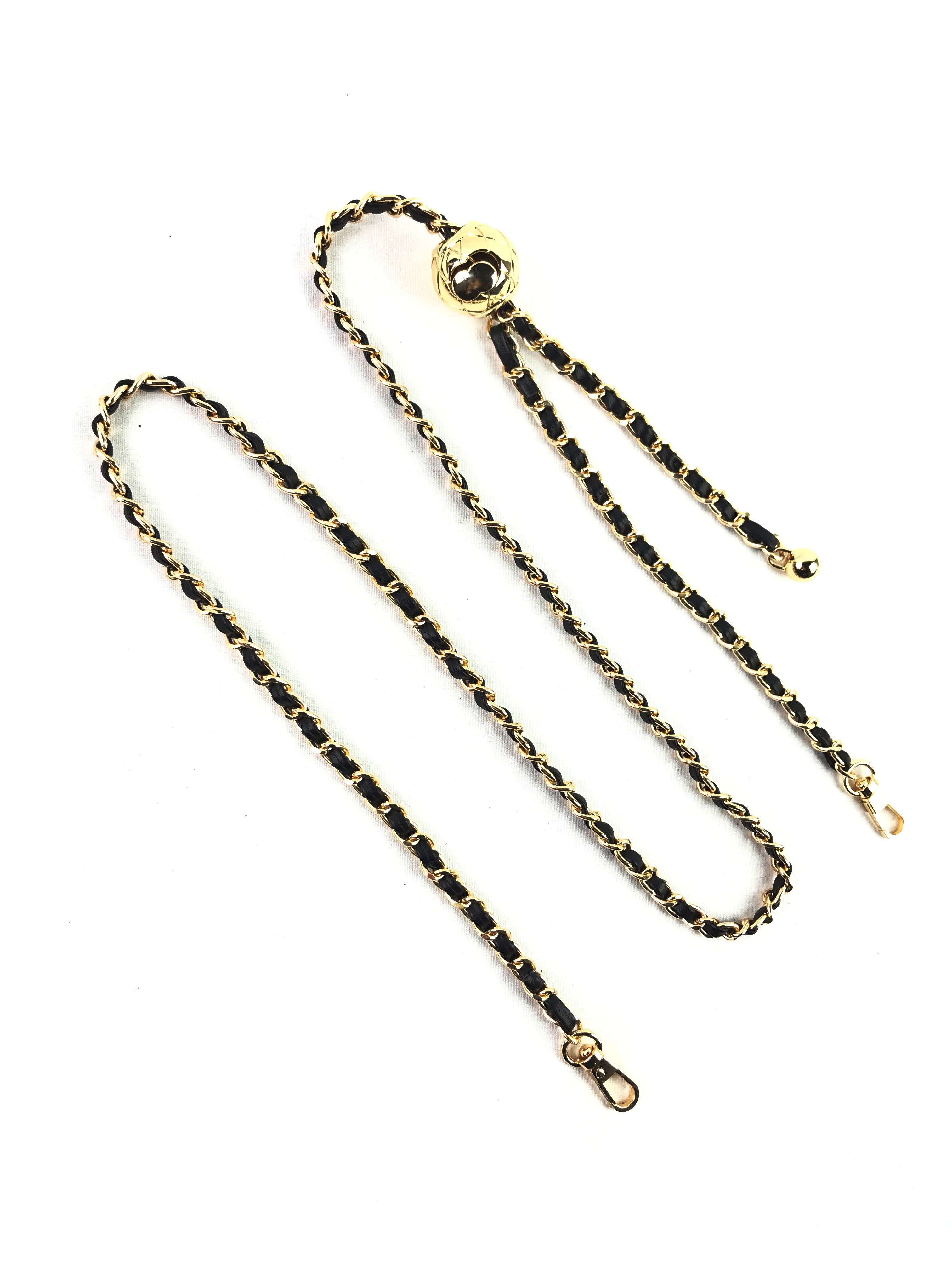 Black Adjustable Leather Chain Strap w/GHW