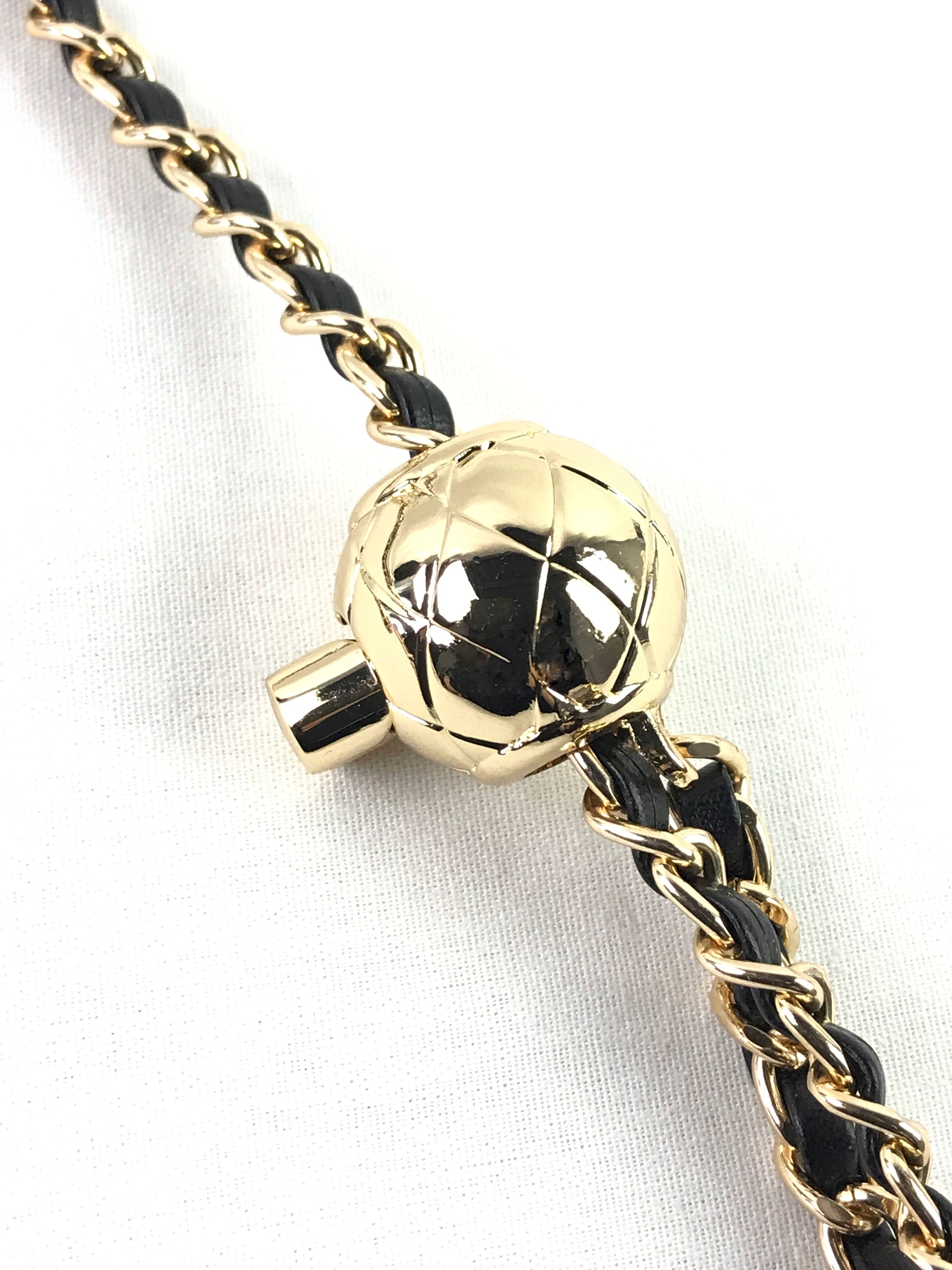 Black Adjustable Leather Chain Strap w/GHW