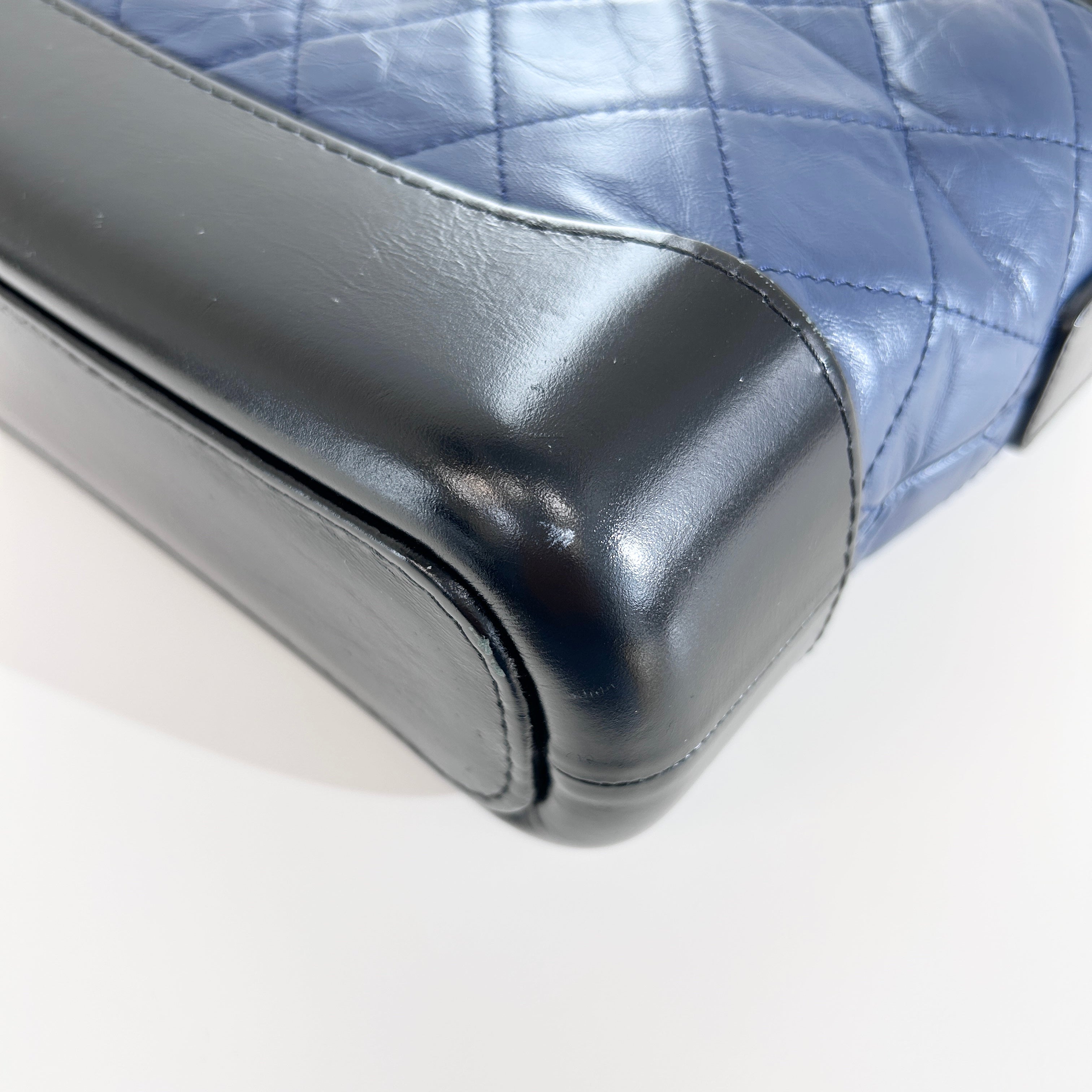 Blue Quilted Aged Calfskin Leather Small Gabrielle Hobo Bag w/GHW/SHW/RHW