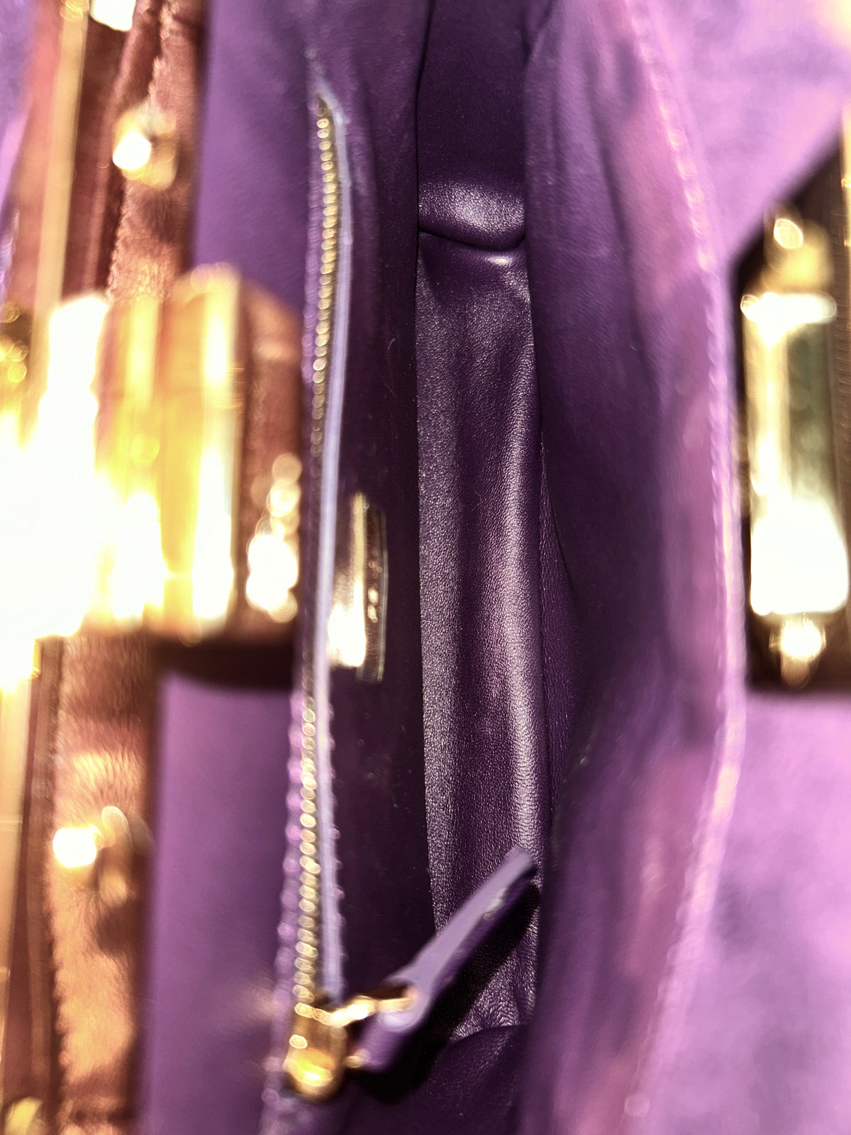 Purple Suede XS Peekaboo Top Handle Bag