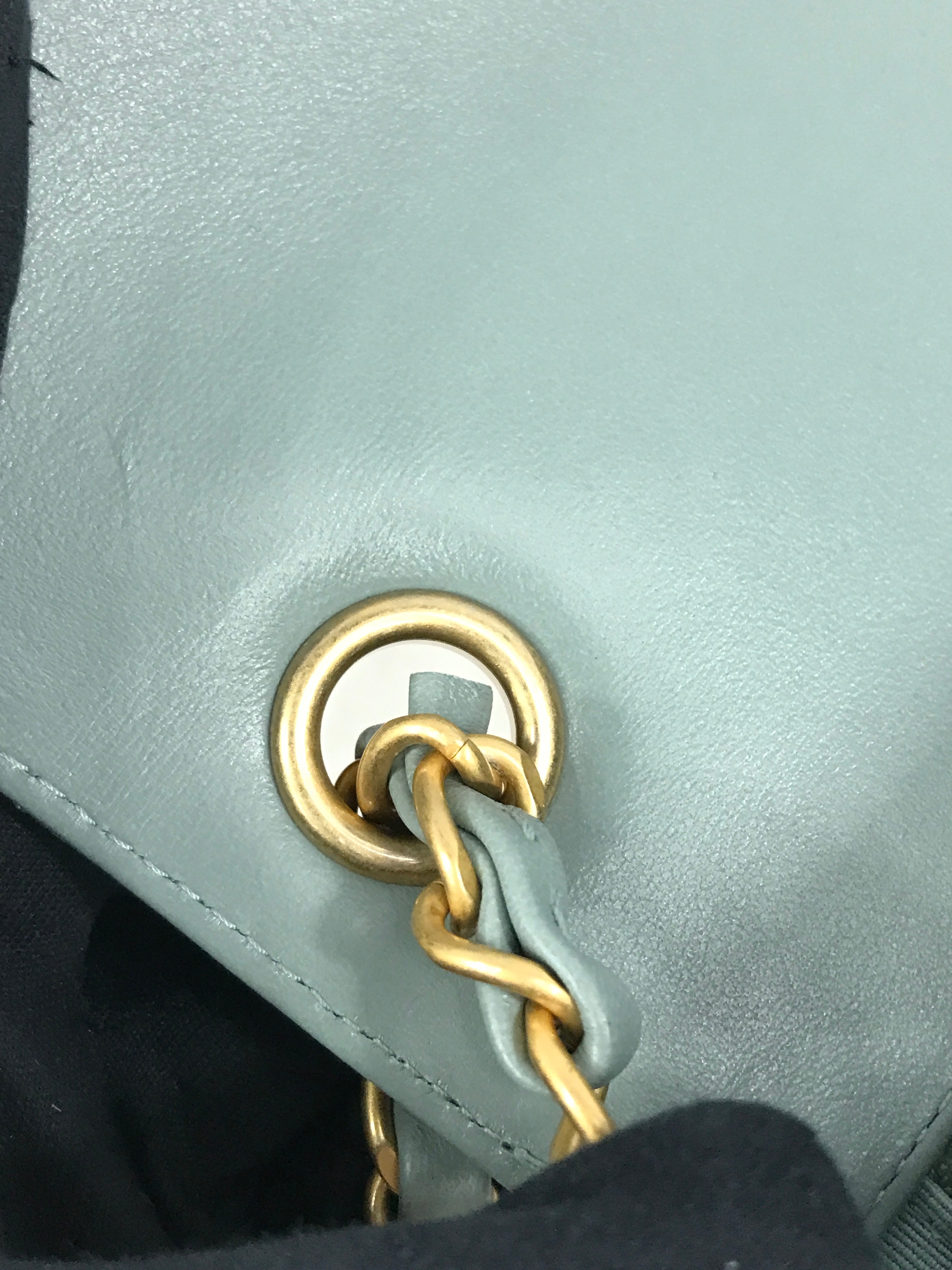 Chanel Light Grey/Blue Quilted Lambskin Mini Cruise Square Flap Bag w/ Enamel & GHW