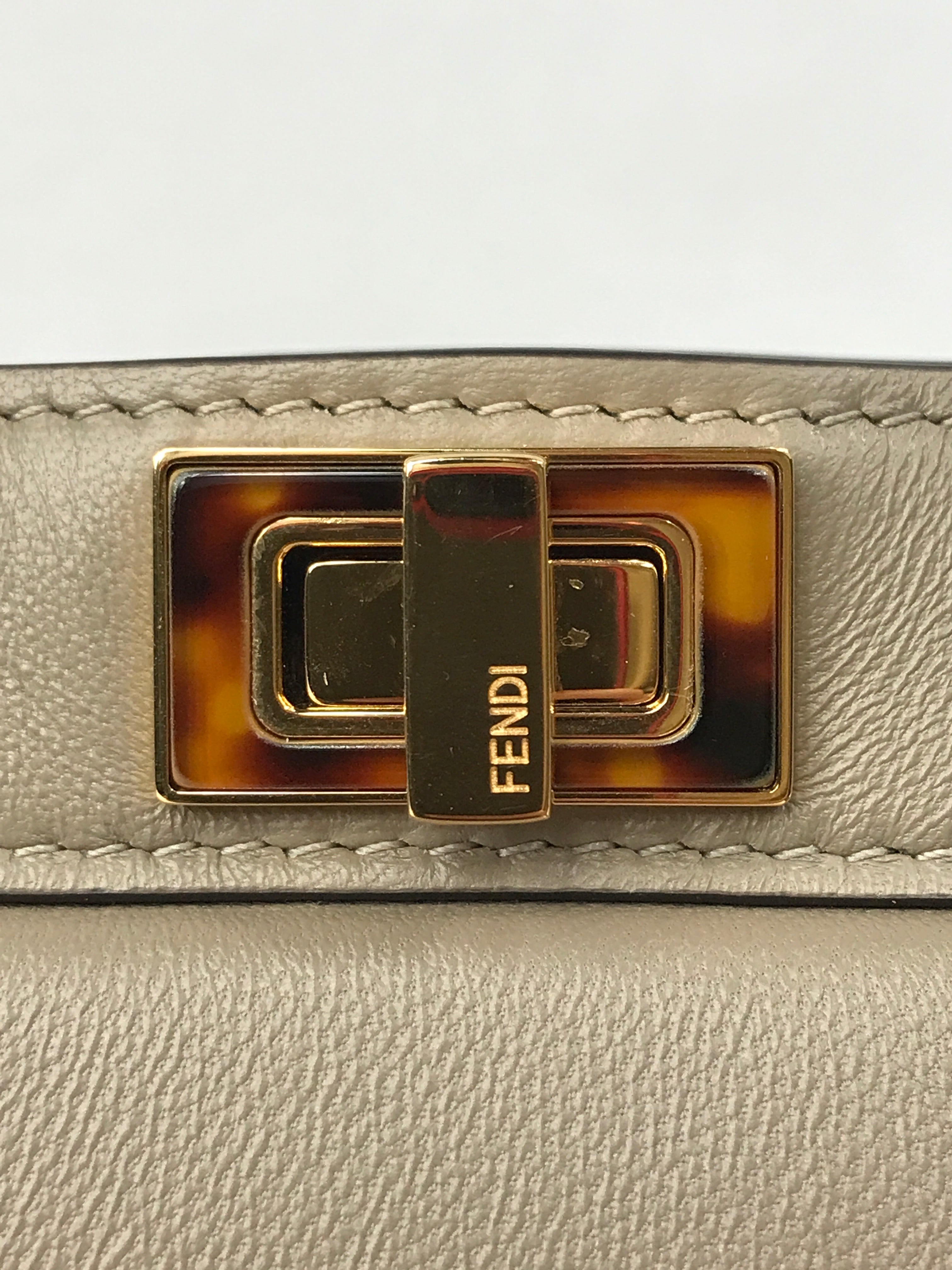 Dove Grey Nappa Leather Peakaboo ISeeU Petite Tortoiseshell-effect plexiglass Bag w/ GHW