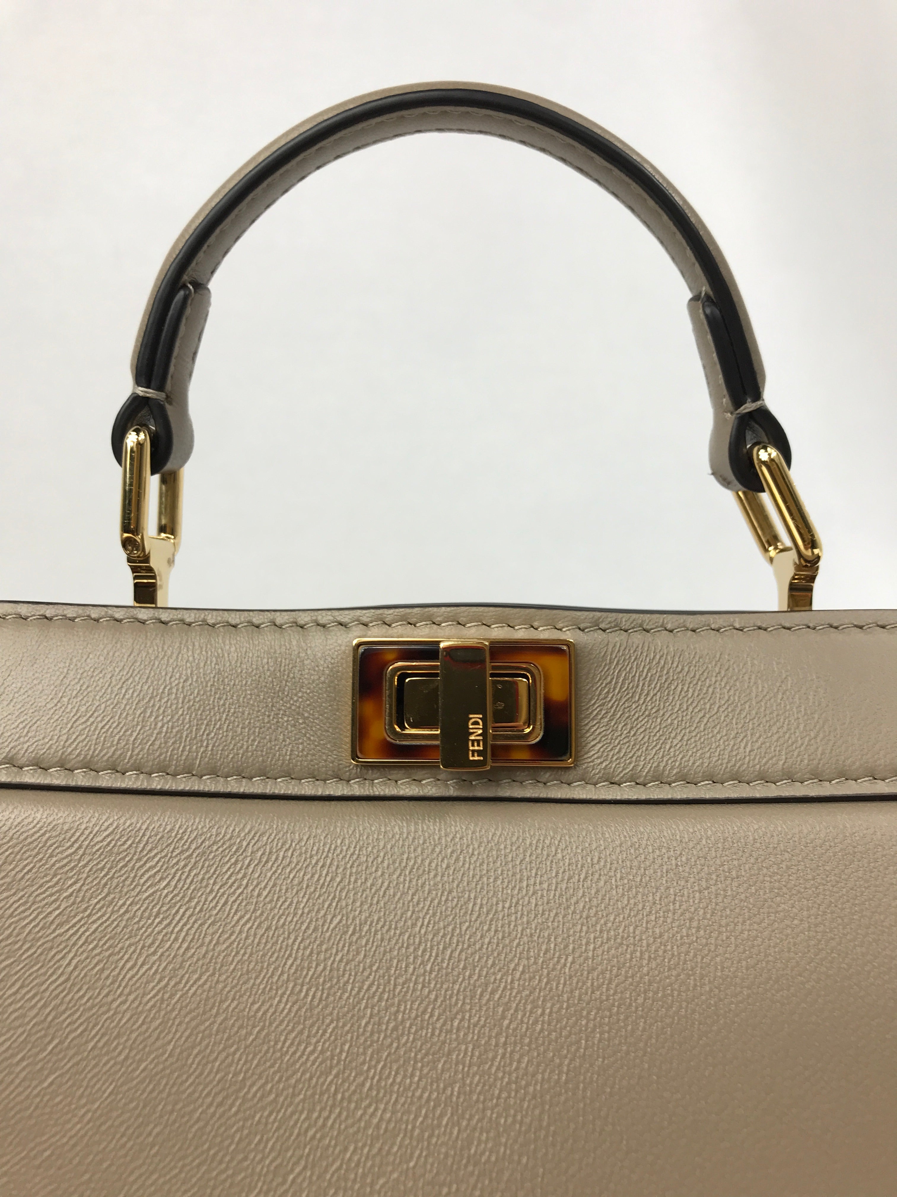 Dove Grey Nappa Leather Peakaboo ISeeU Petite Tortoiseshell-effect plexiglass Bag w/ GHW