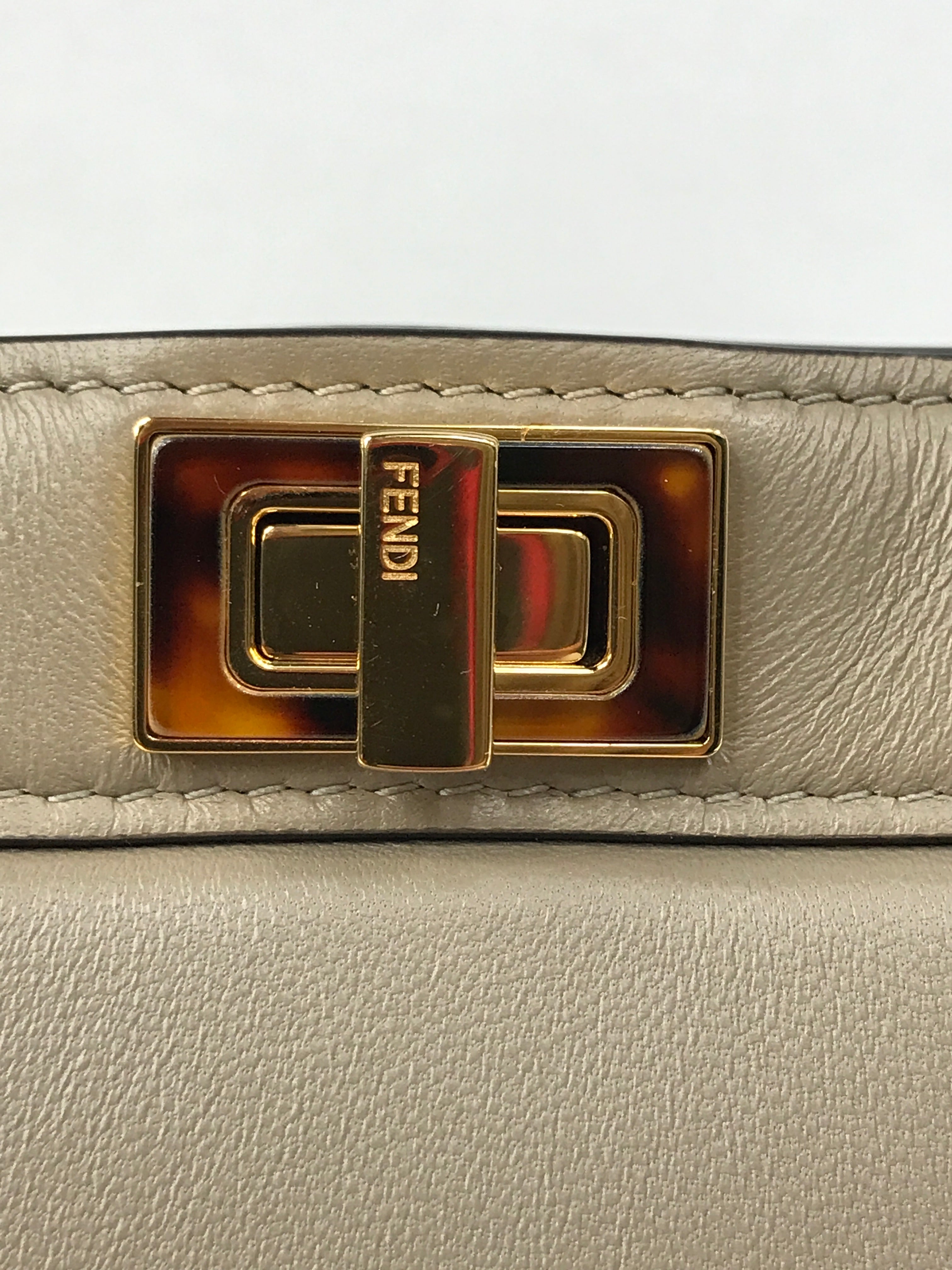 Dove Grey Nappa Leather Peakaboo ISeeU Petite Tortoiseshell-effect plexiglass Bag w/ GHW