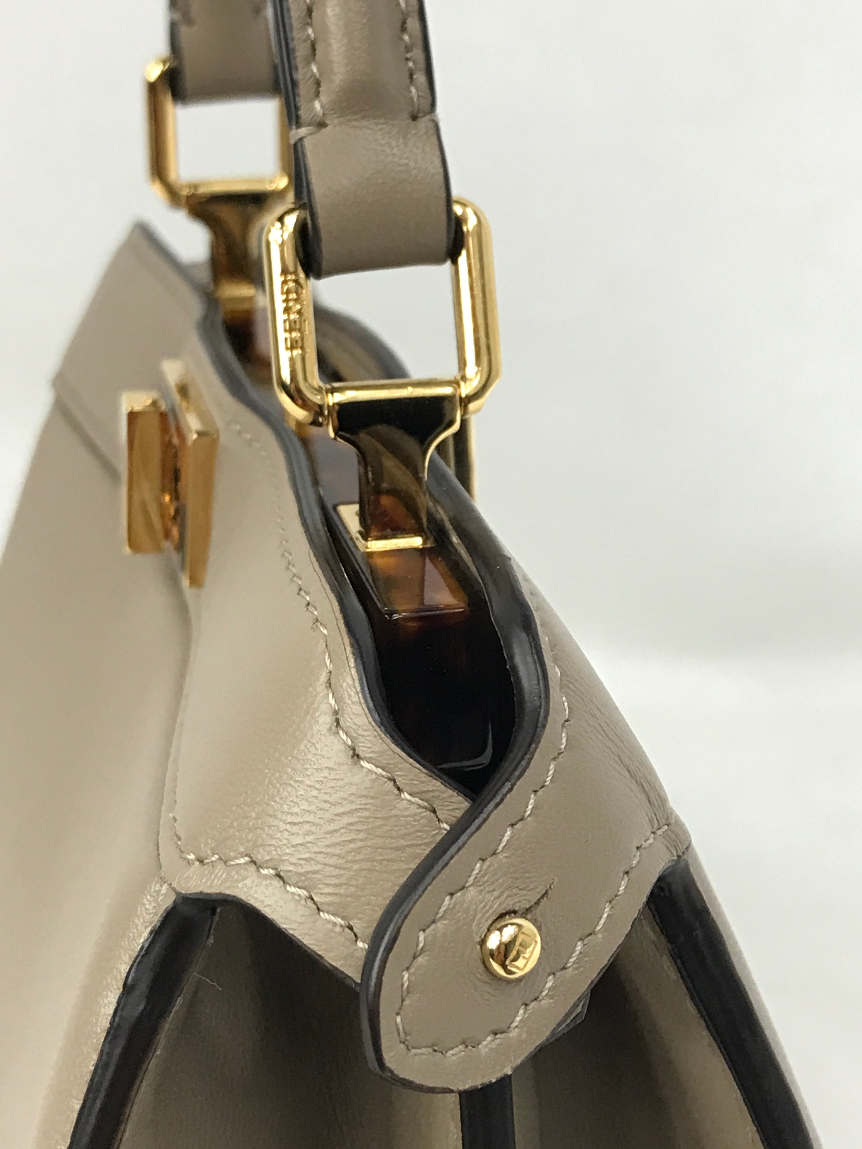 Dove Grey Nappa Leather Peakaboo ISeeU Petite Tortoiseshell-effect plexiglass Bag w/ GHW
