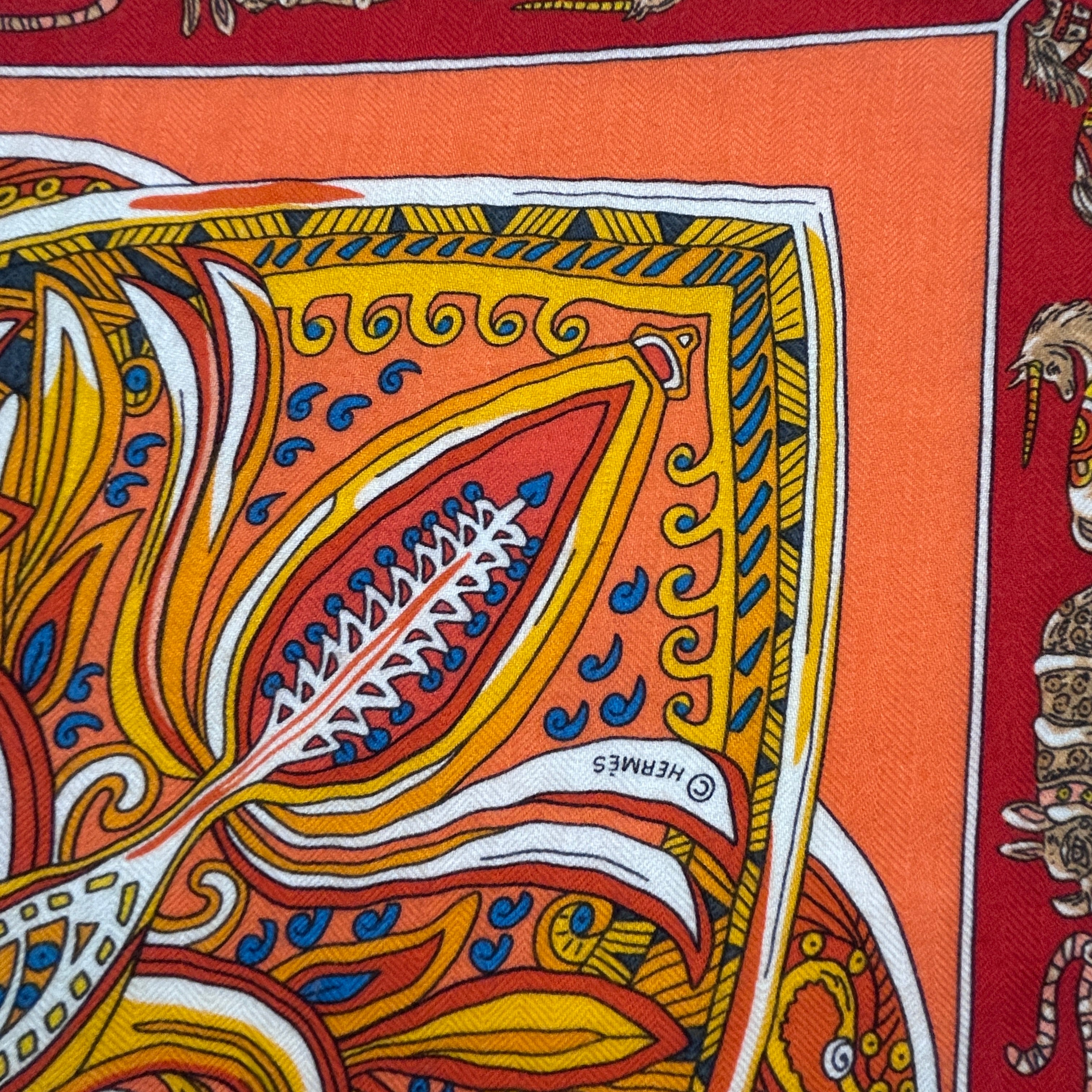 Orange/Red Jardin de la Maharani Cashmere Shawl