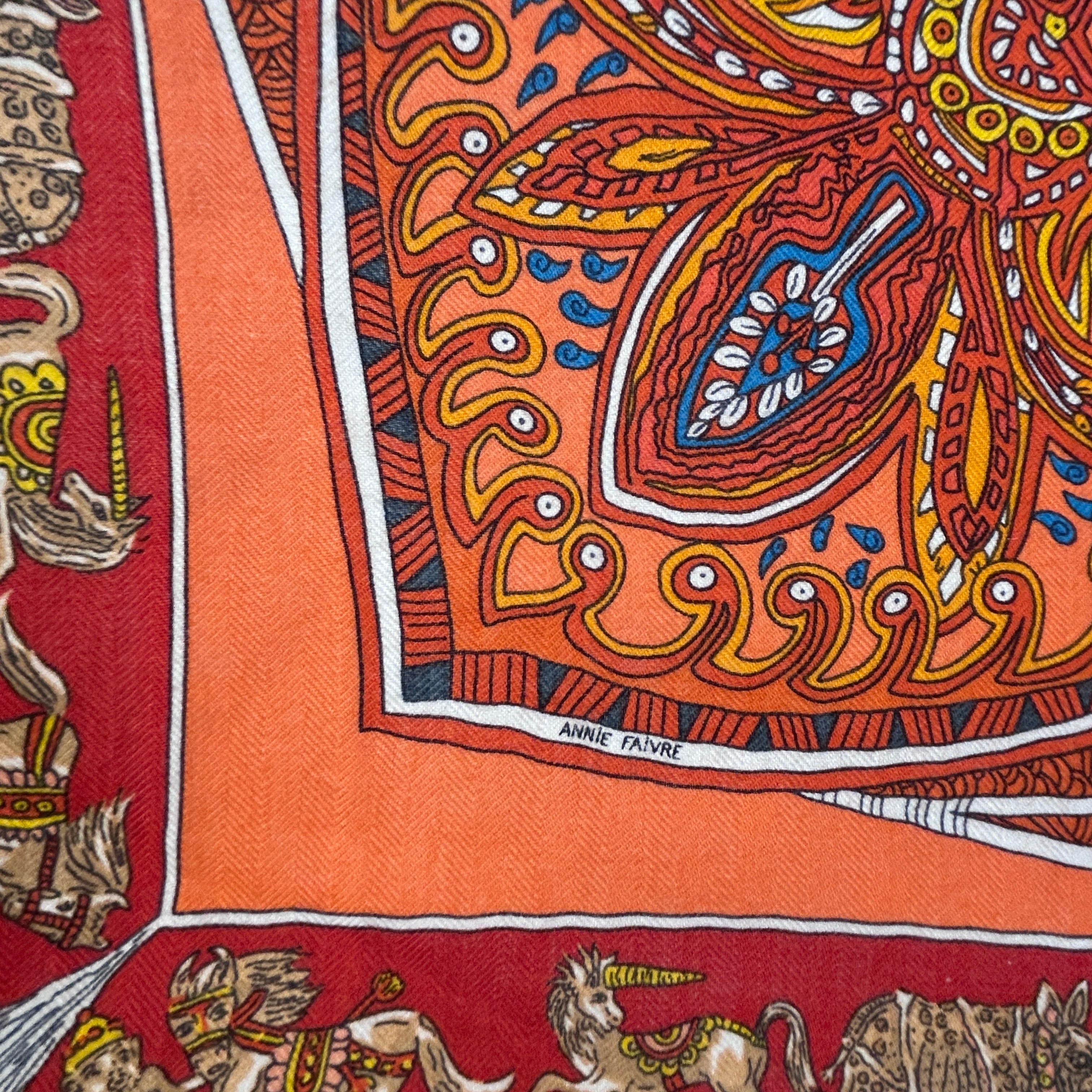 Orange/Red Jardin de la Maharani Cashmere Shawl
