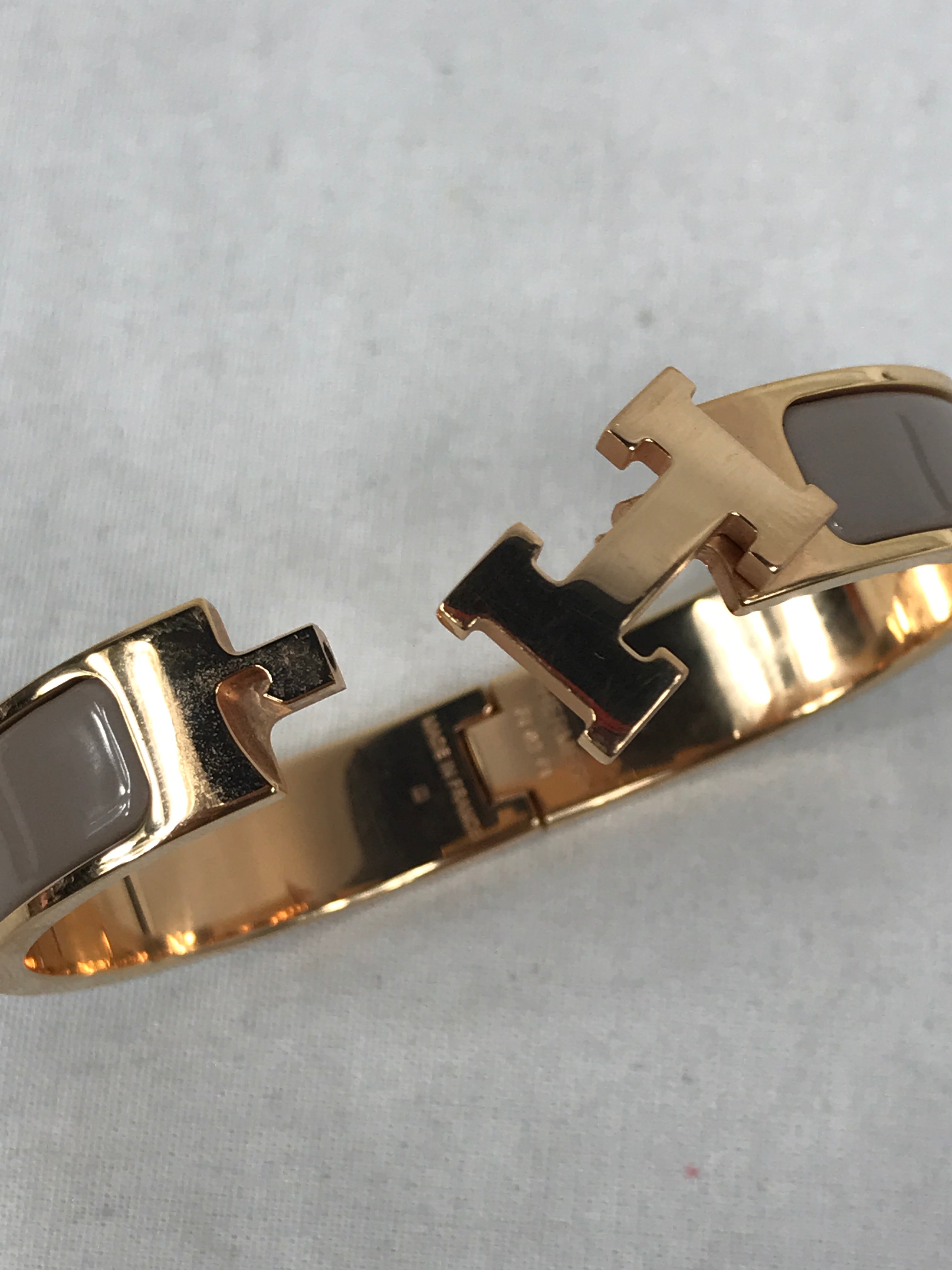 Clic H Marron Glace Enamel PM Bracelet w/RGHW