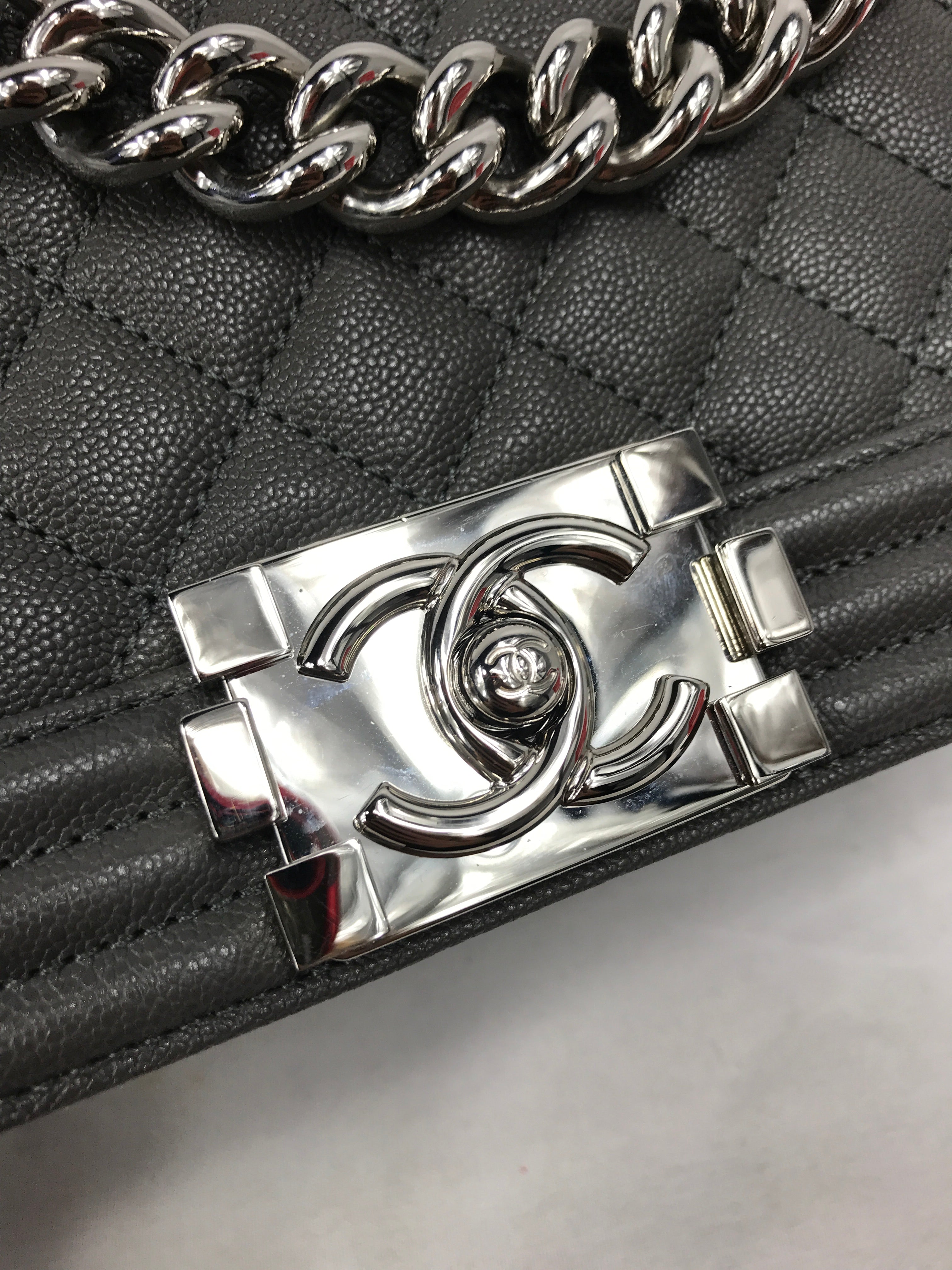 Grey Caviar Quilted Old Medium Boy Bag w/ SHW-ON LAYAWAY