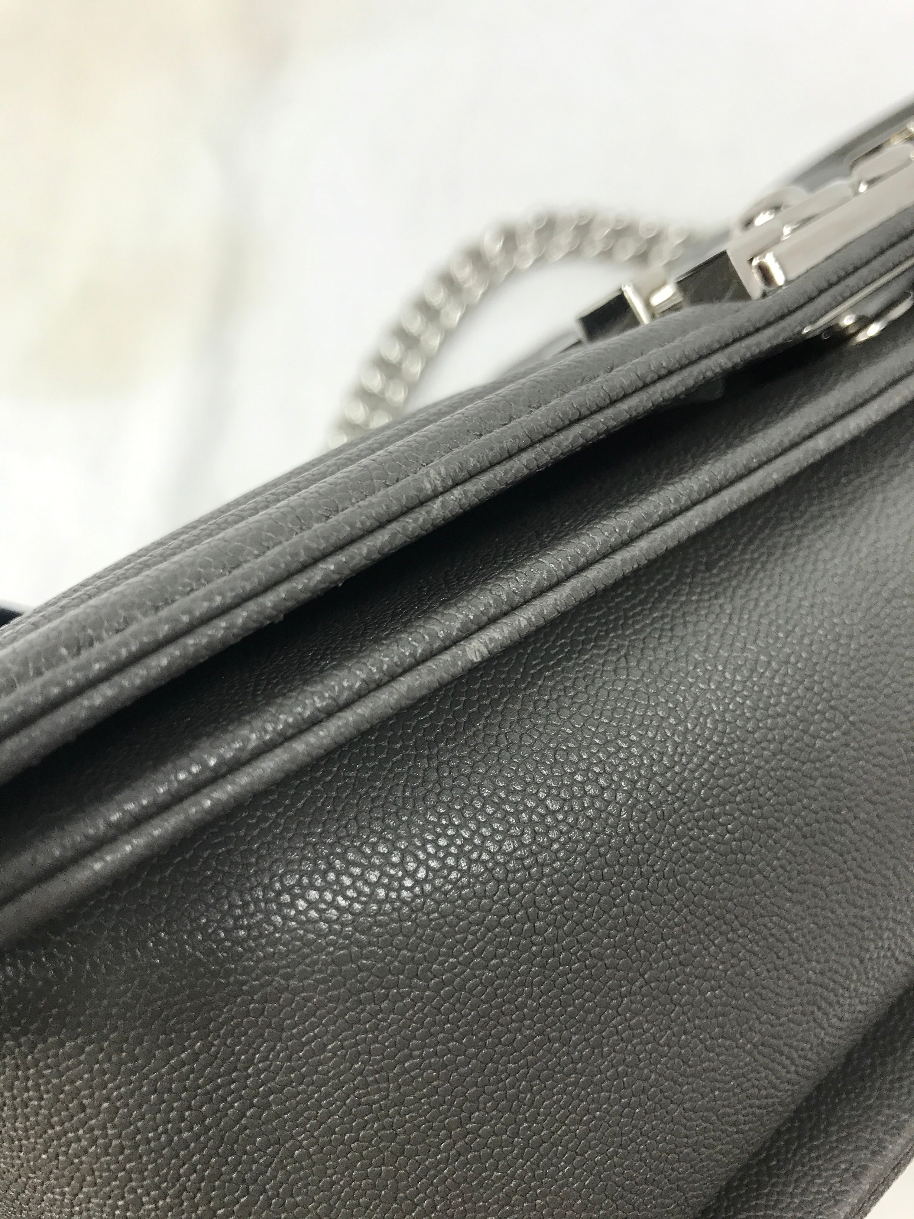 Grey Caviar Quilted Old Medium Boy Bag w/ SHW-ON LAYAWAY