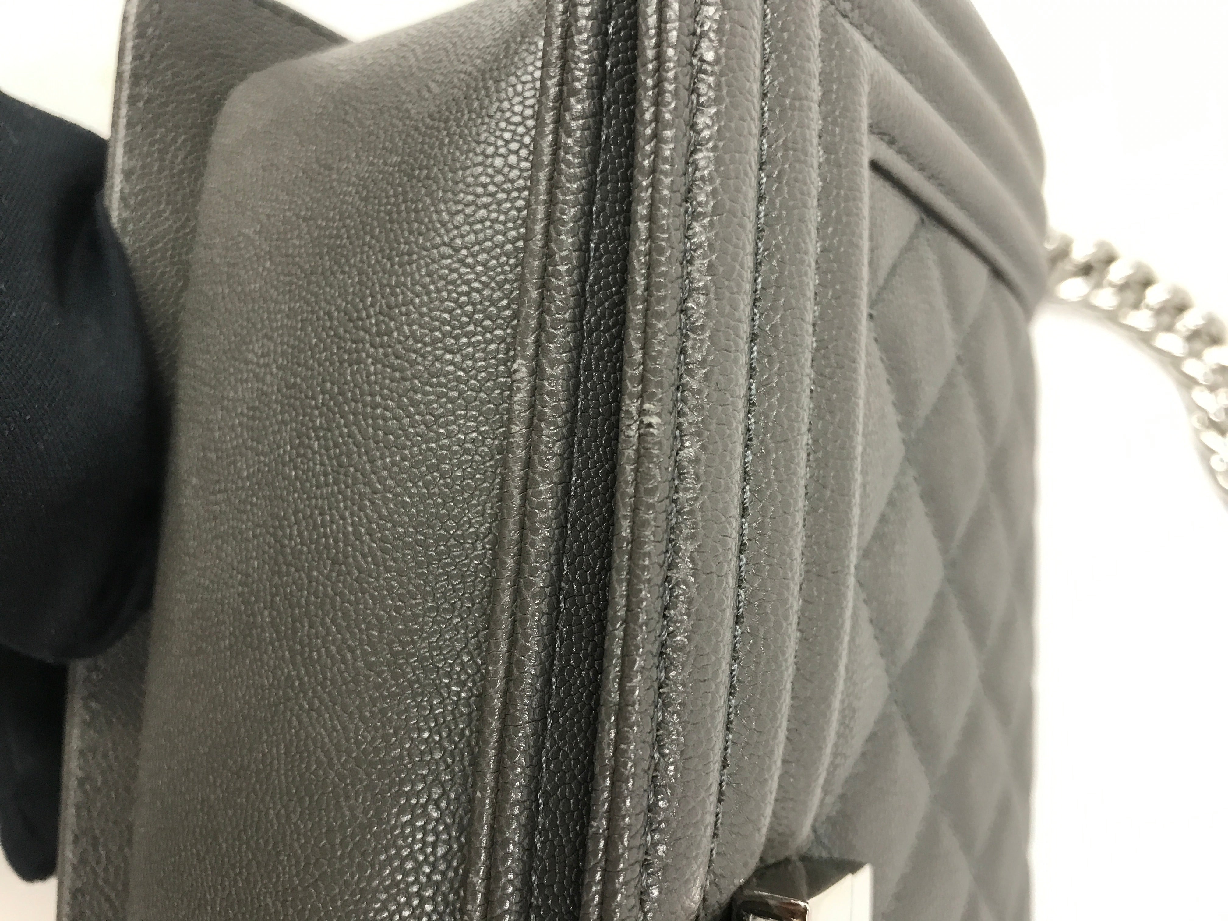 Grey Caviar Quilted Old Medium Boy Bag w/ SHW-ON LAYAWAY