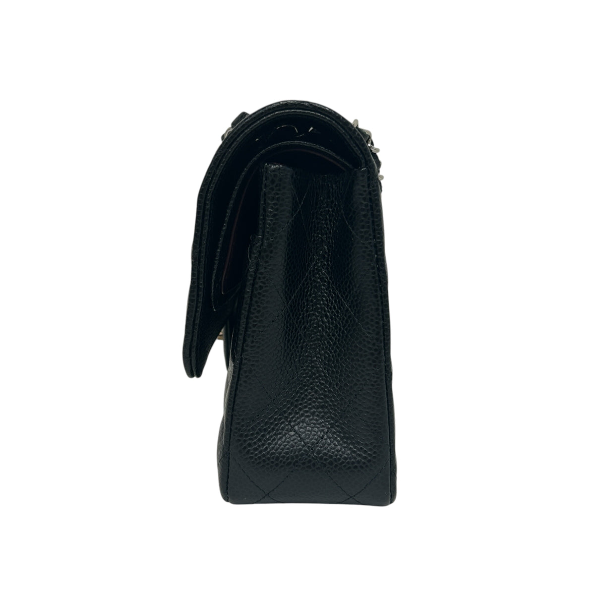 Black Quilted Caviar Leather Classic Medium Double Flap Bag w/SHW