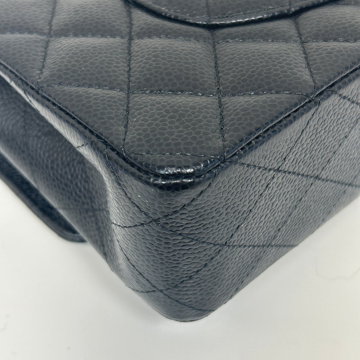 Black Quilted Caviar Leather Classic Medium Double Flap Bag w/SHW
