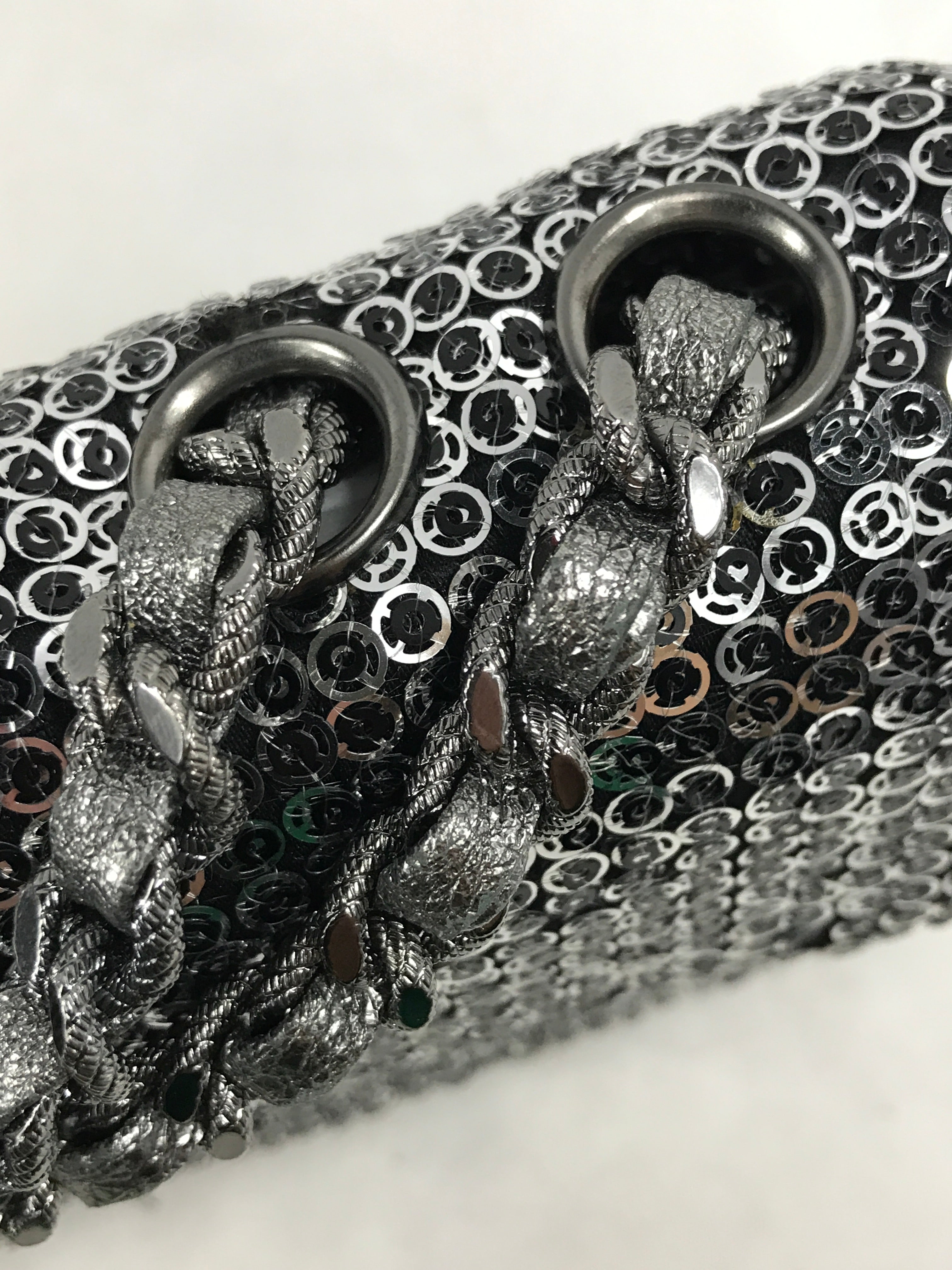 Chanel Vintage Silver/Grey Medium Sequins Flap Bag w/SHW