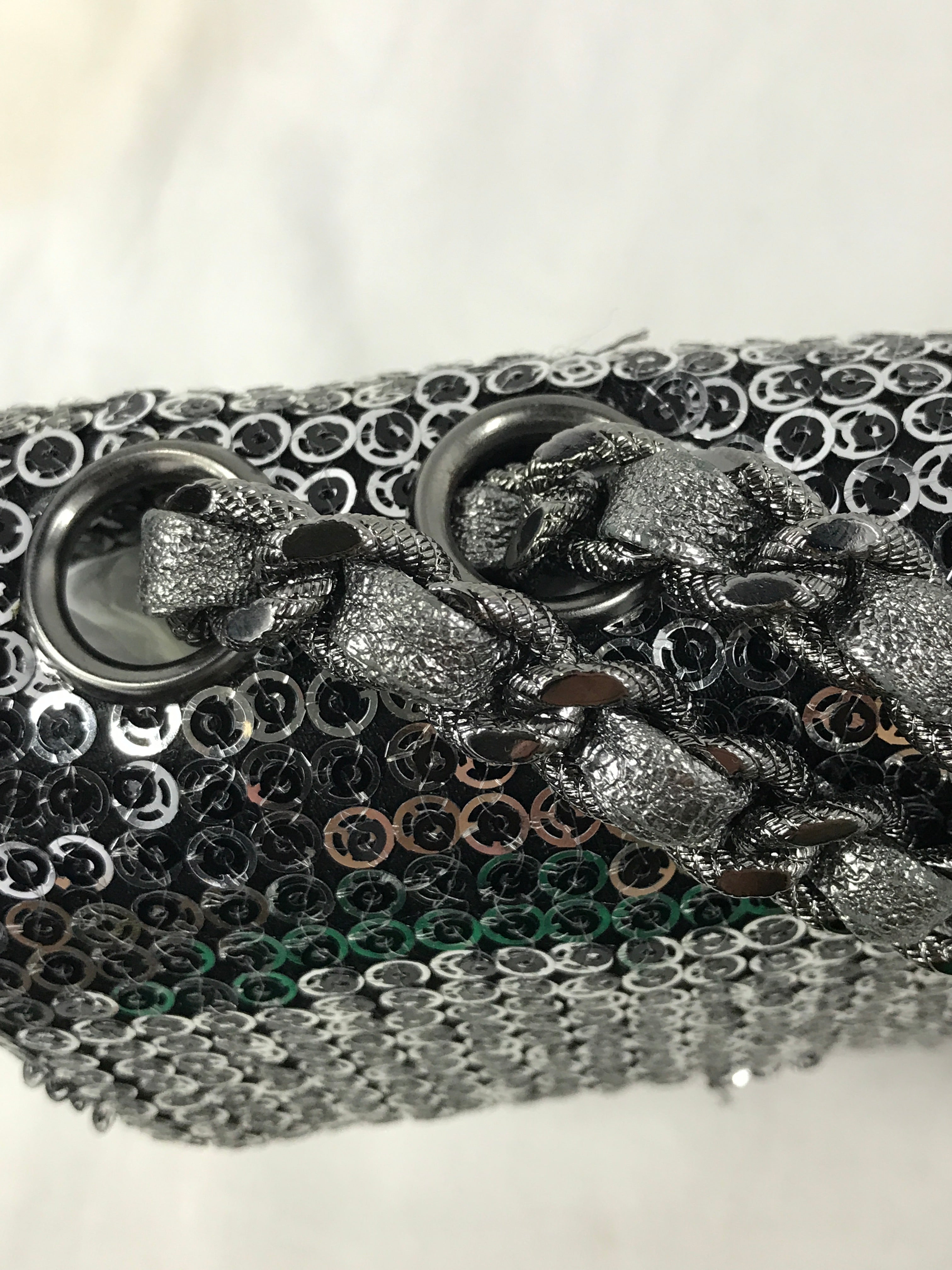 Chanel Vintage Silver/Grey Medium Sequins Flap Bag w/SHW