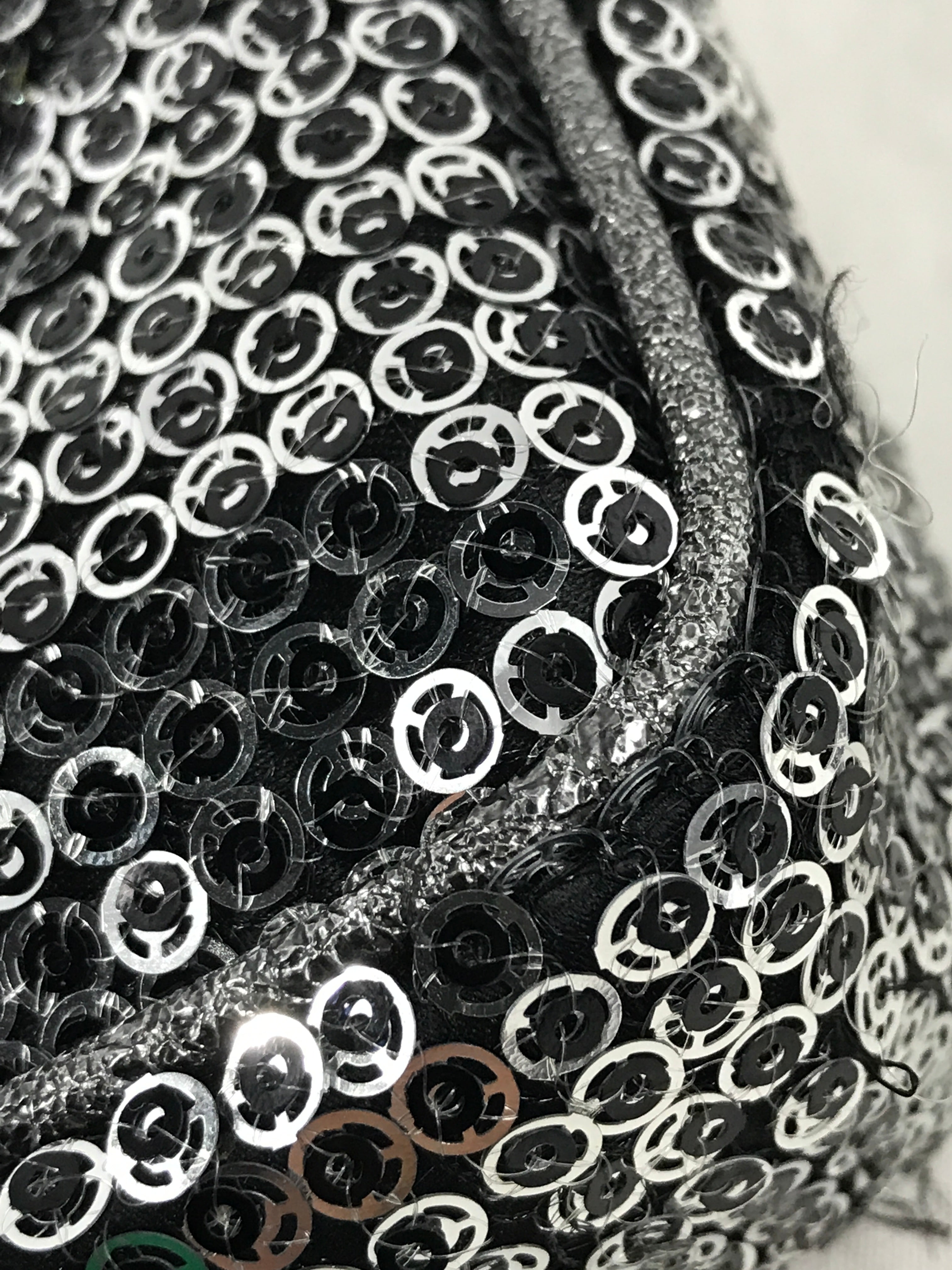 Chanel Vintage Silver/Grey Medium Sequins Flap Bag w/SHW