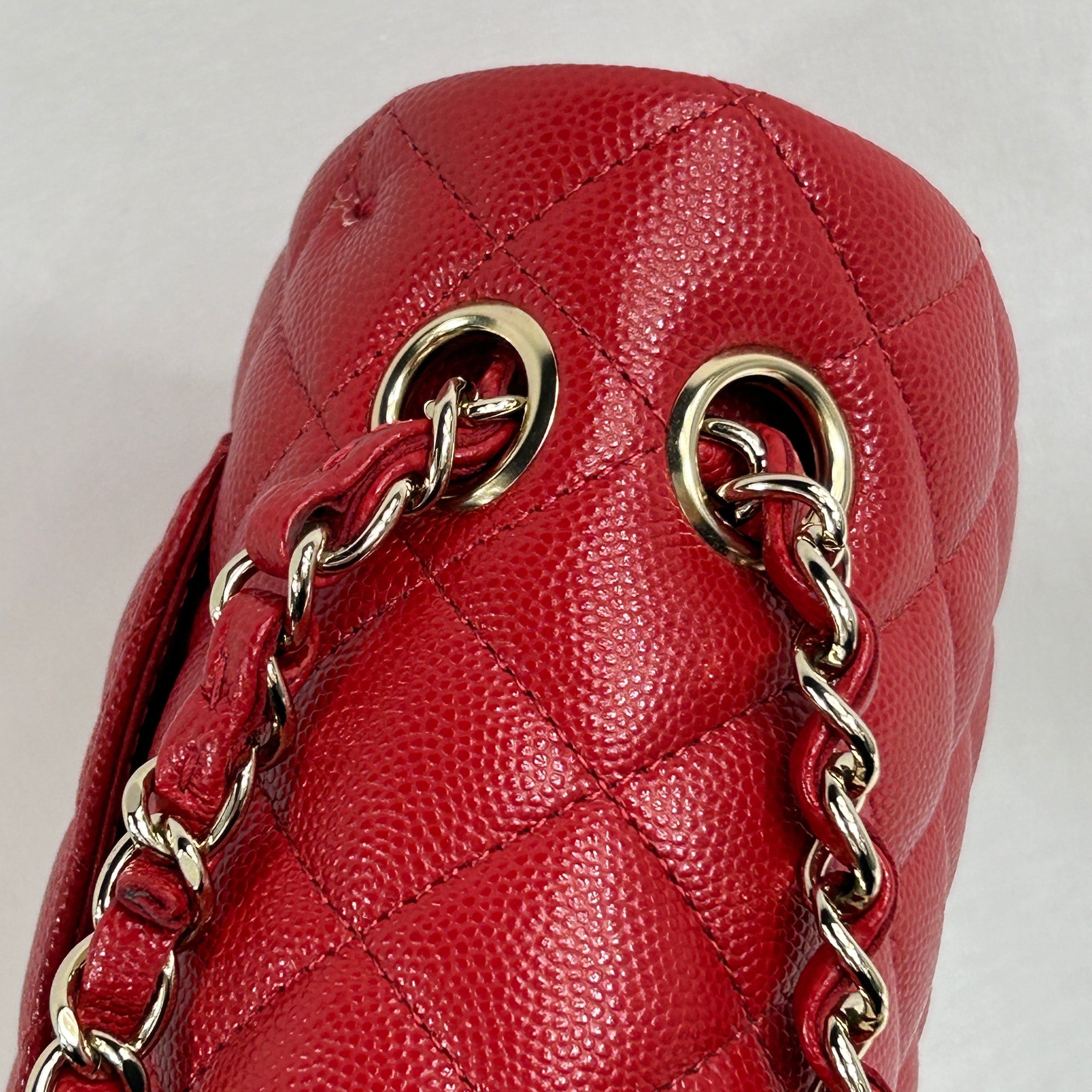 Red Caviar Quilted Small Classic Double Flap w/GHW-ON LAYAWAY