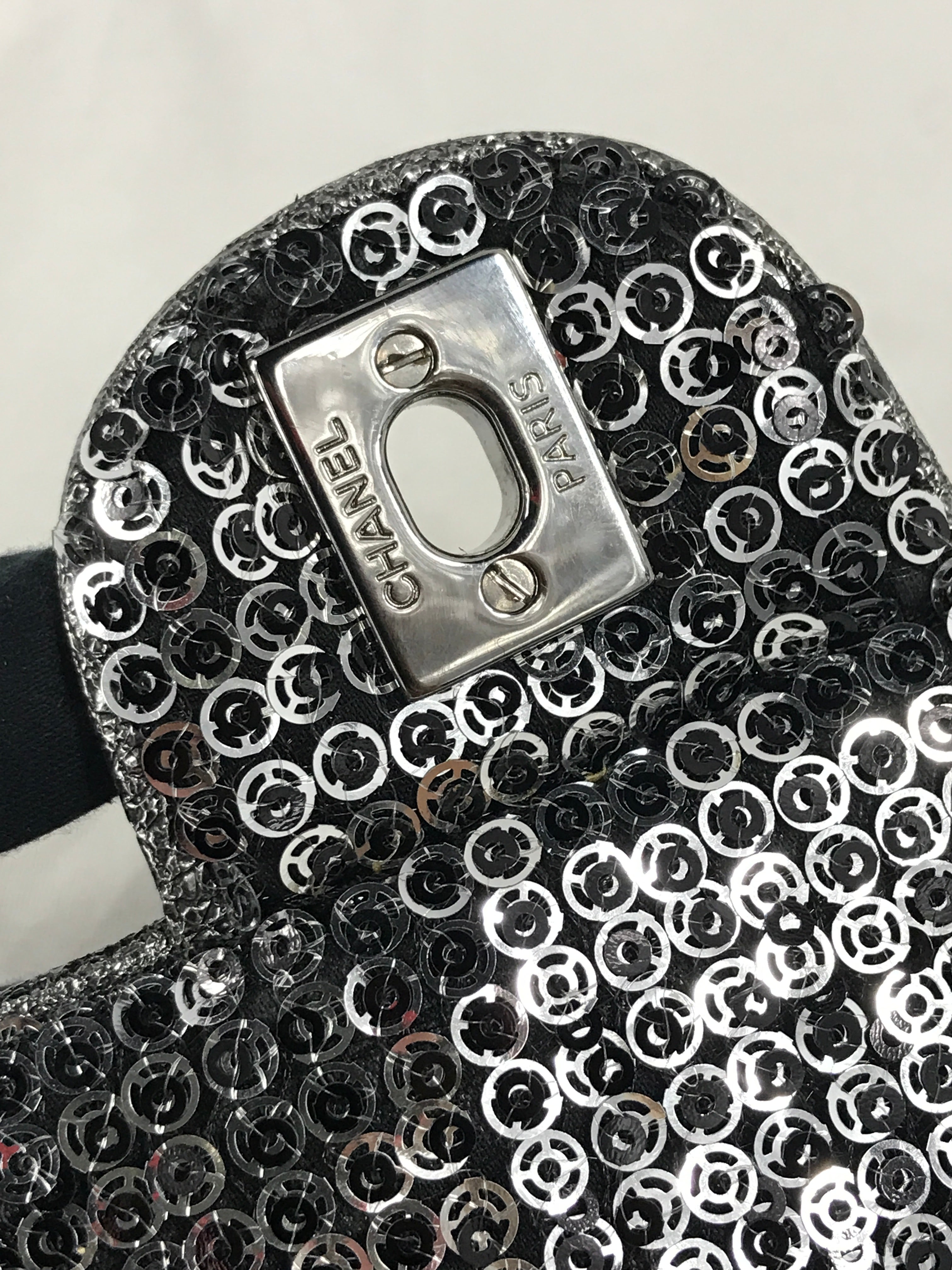 Chanel Vintage Silver/Grey Medium Sequins Flap Bag w/SHW
