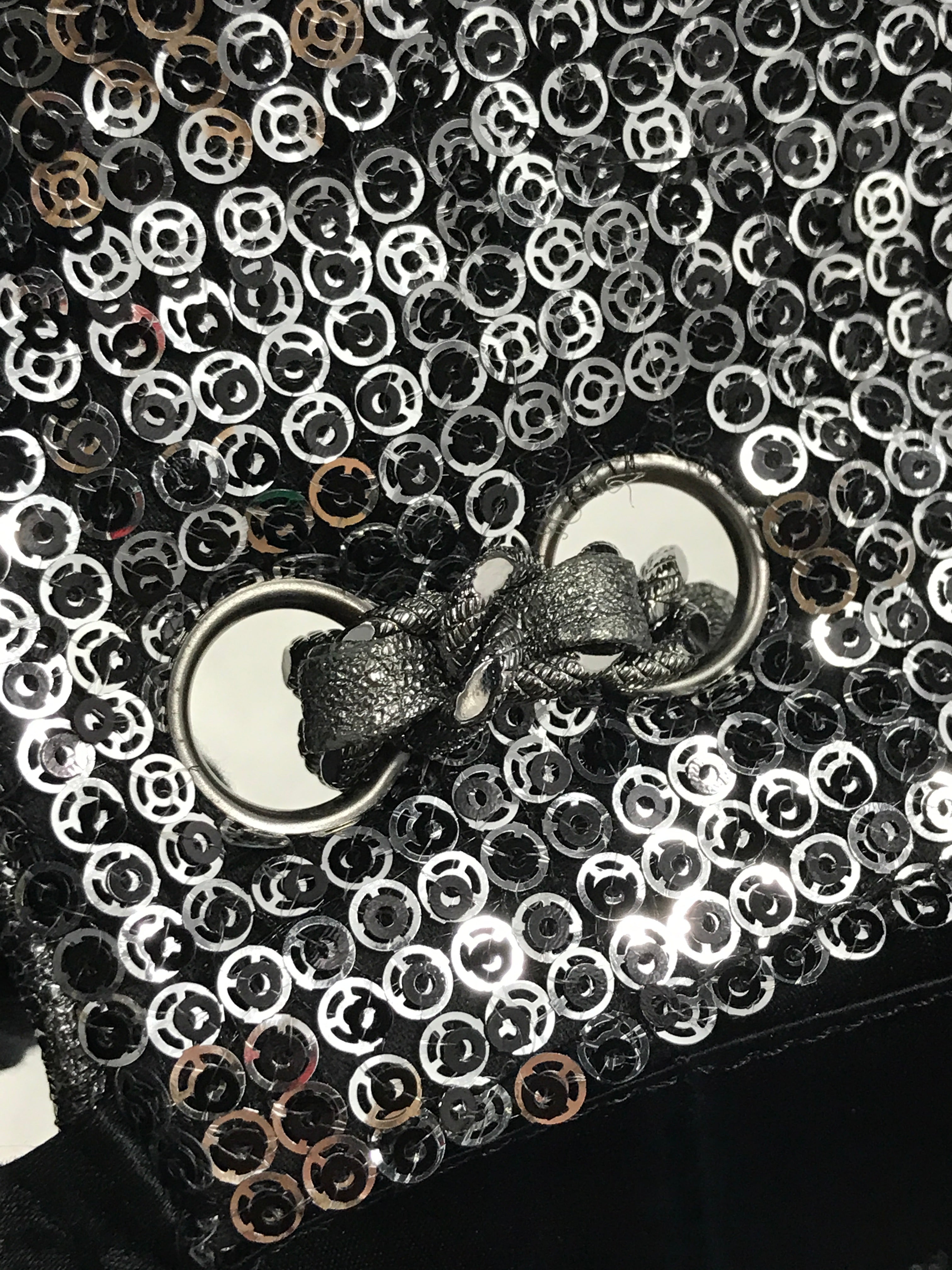 Chanel Vintage Silver/Grey Medium Sequins Flap Bag w/SHW
