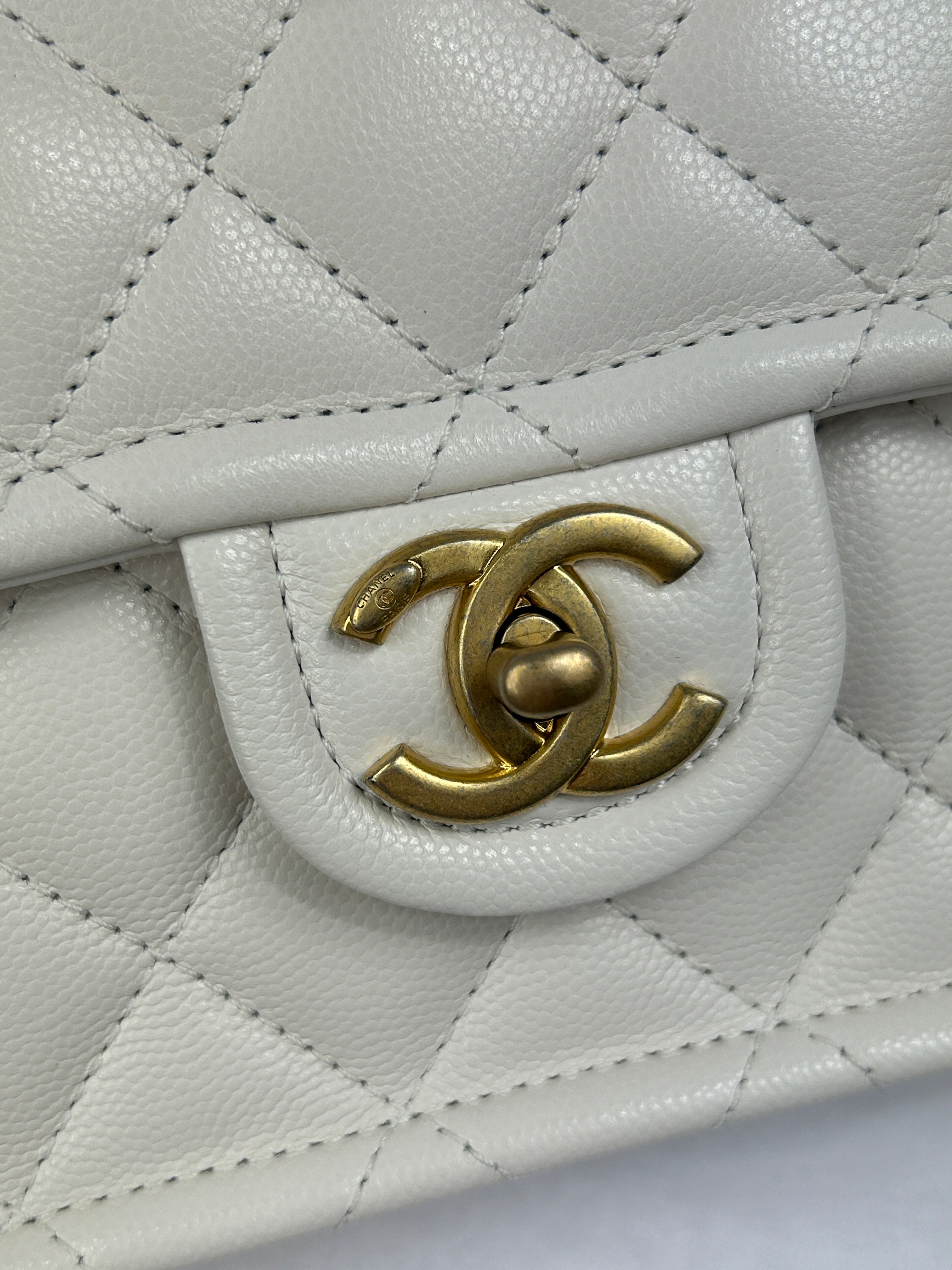 White Caviar CC Timeless Flap Bag w/AGHW