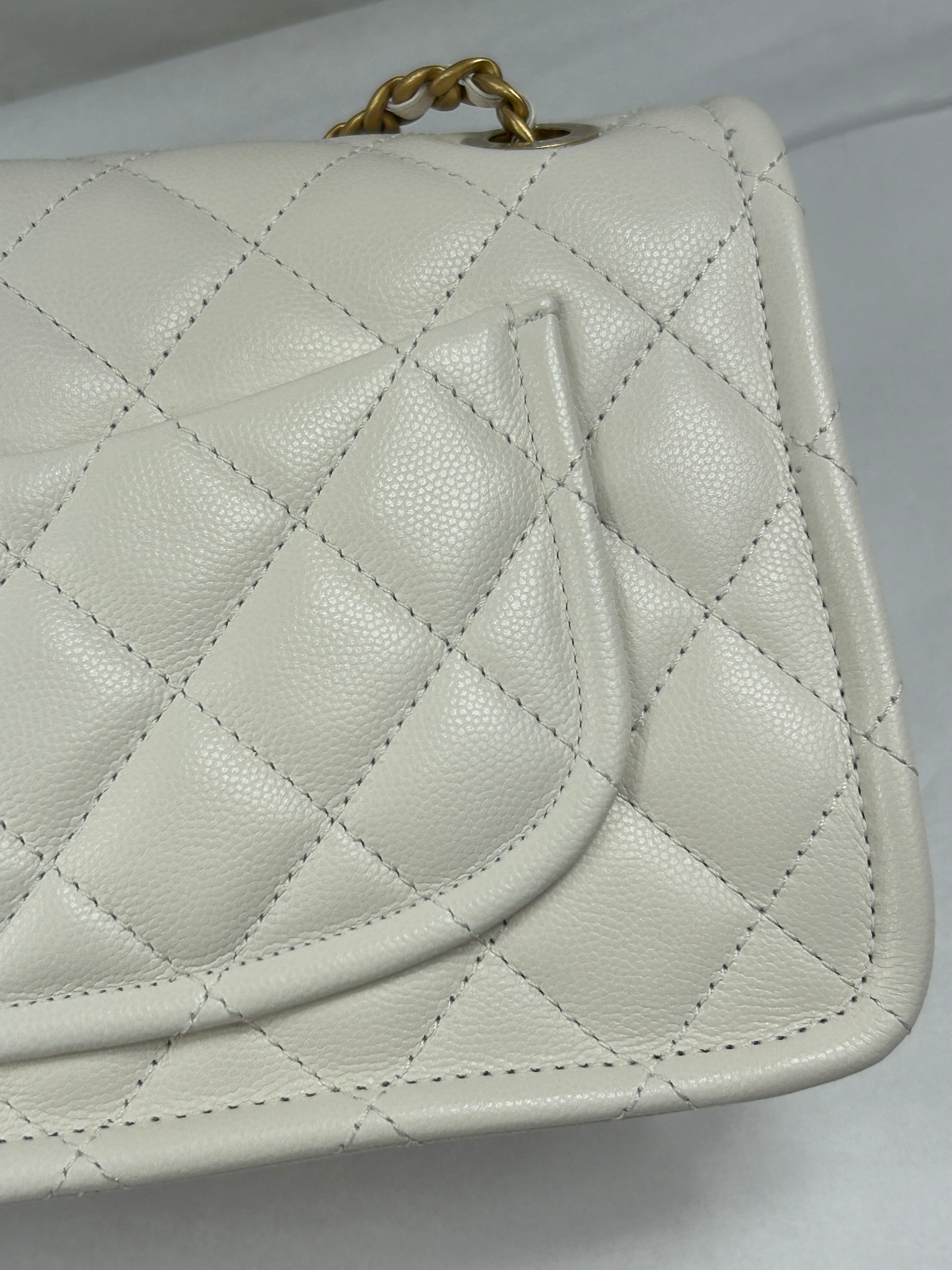 White Caviar CC Timeless Flap Bag w/AGHW