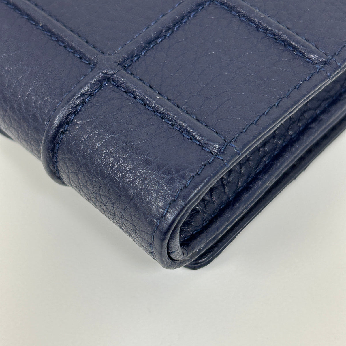 Blue Grained Calfskin Leather Diorama Croisiere Wallet on Chain Clutch Bag w/LGHW
