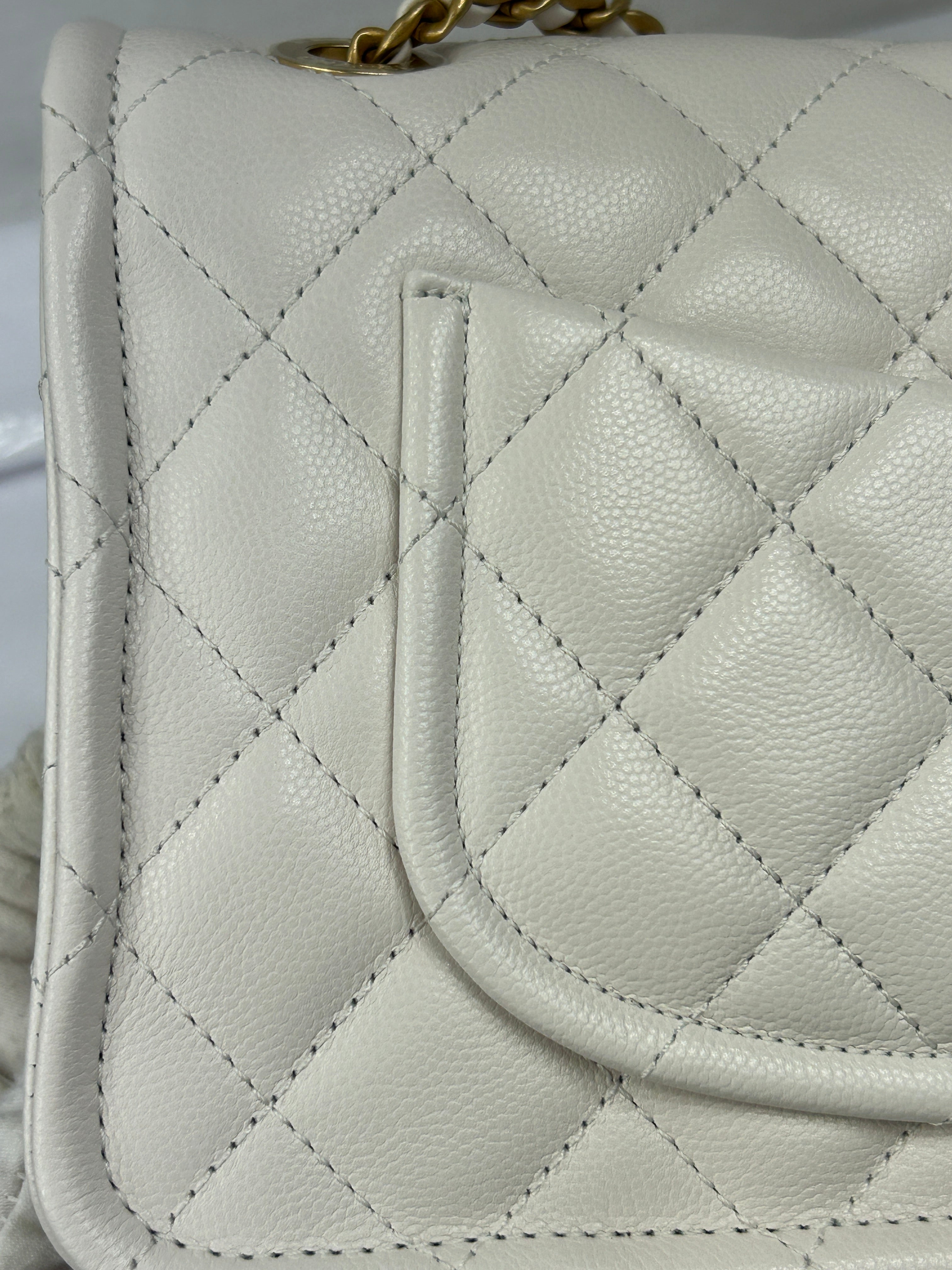 White Caviar CC Timeless Flap Bag w/AGHW