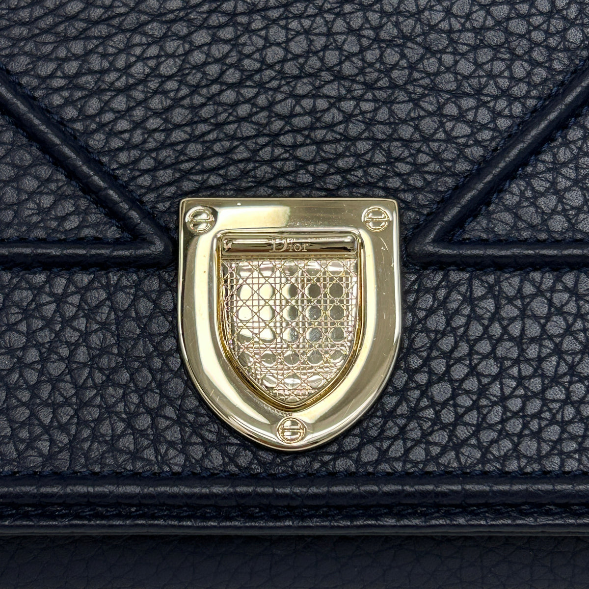 Blue Grained Calfskin Leather Diorama Croisiere Wallet on Chain Clutch Bag w/LGHW
